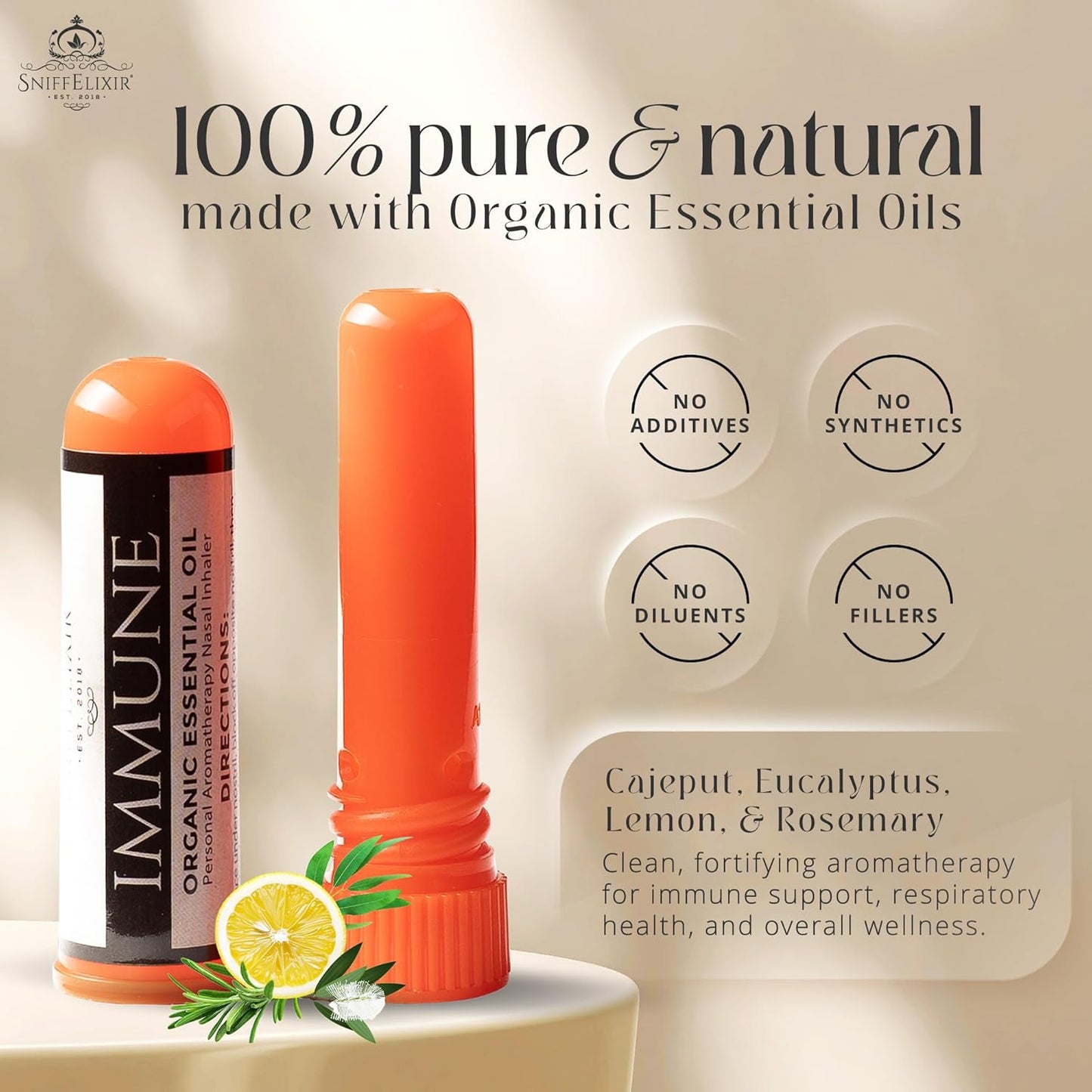 Nasal Inhaler Stick Immune Inhaler, Nose Inhaler Stick, Essential Oil Inhaler, Aromatherapy Nasal Inhaler for Immune Boost, Respiratory Health And Wellness - Portable Nasal Stick Inhaler for Adults