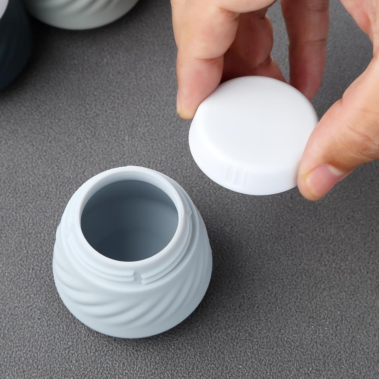 Gemice TSA Approved Travel Containers for Toiletries, 4 Pack Silicone Cream Jars with Convenient Toiletry Bag, Leak-proof Wide Mouth Travel-Size Toiletries Containers with Lid for Cosmetic Cream