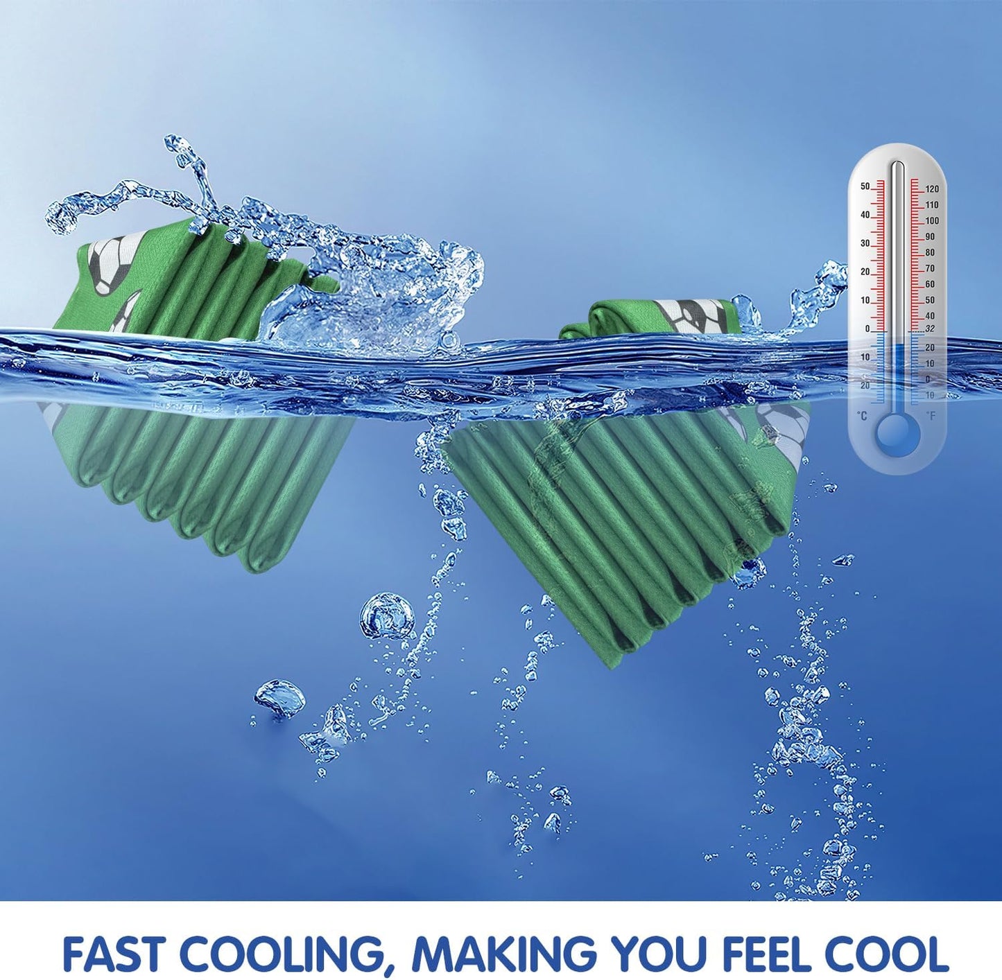 OPSO Softball Cooling Towel Set, 40 x 12 inches, 12 Pack, Microfiber Sports Towels for Baseball, Soccer, Golf LCE Towel Microfiber Sports Towels for Player (Soccer 2)