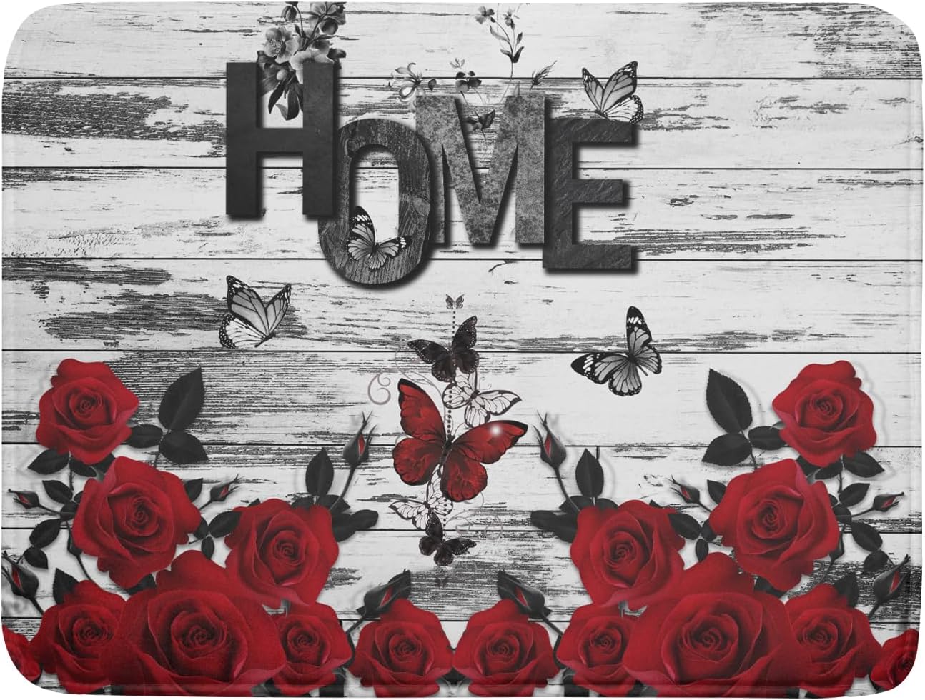 Red Rose Dish Drying Mat 18x24 inch Romantic Floral Absorbent Microfiber Sink Counter Dishware Drainer Pad for Kitchen Coffee Bar Decor