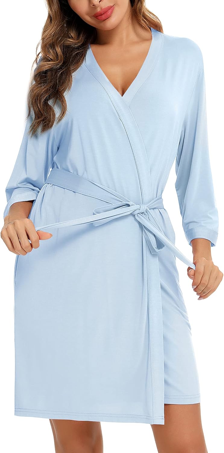 Samring Women's Lightweight Robe Soft Kimono Robes Short Bathrobe for Women Sleepwear
