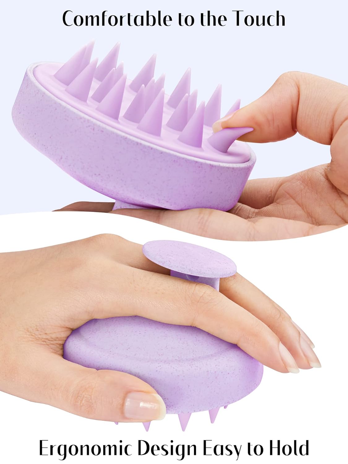 HEETA Scalp Massager Hair Growth, Soft Silicone Scalp Scrubber Shampoo Brush for Exfoliation, Dandruff Removal & Head Massage Stress Relax, Wet & Dry Use for Thick, Thin Hair Care, Wheat Straw Purple