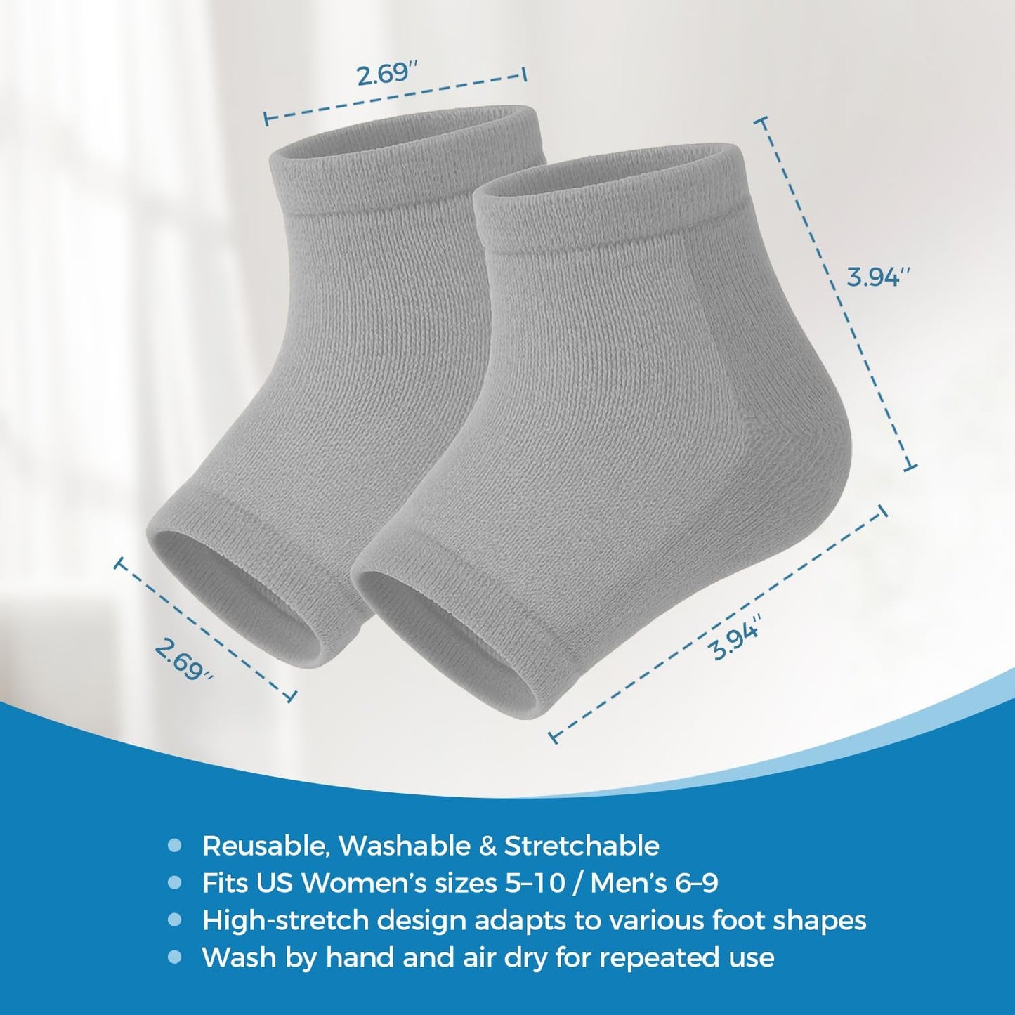 2 Pairs Moisturizing Gel Toeless Socks for Dry Feet Cracked Heel Stick Repair Treatment Women Hydrating Foot Spa Moisture Softens Reusable Pedicure Sock