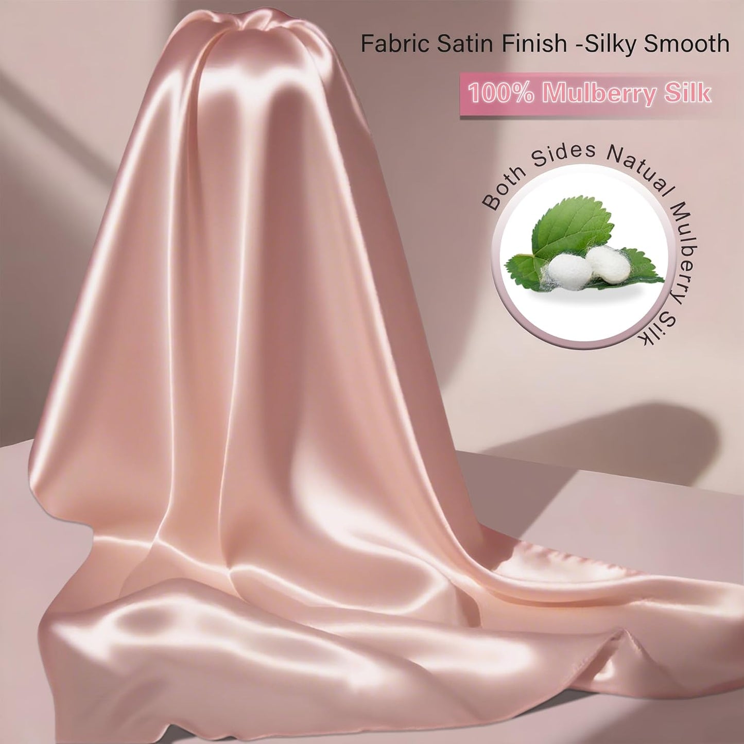 Mulberry Silk Pillow Cases Queen Size Set of 2, Ultra Smooth Soft Breathable Cooling Pillow Cases for Hot Sleepers, Silk Satin Pillowcases 2 Pack with Zipper for Hair and Skin, Gifts for Women