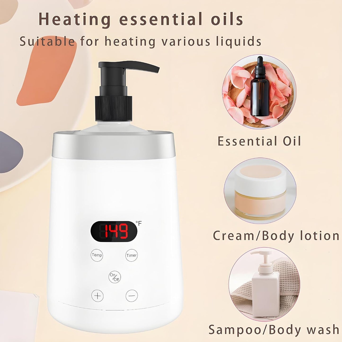 Massage Lotion Warmer Professional Electric Lotion Digital Heater for SPA, Compact Oil Warmer Heated Bottle for Beauty Salon Home,Automatic Thermostat Cream Heater wiht Two Oil Dispenser Bottle Funnel