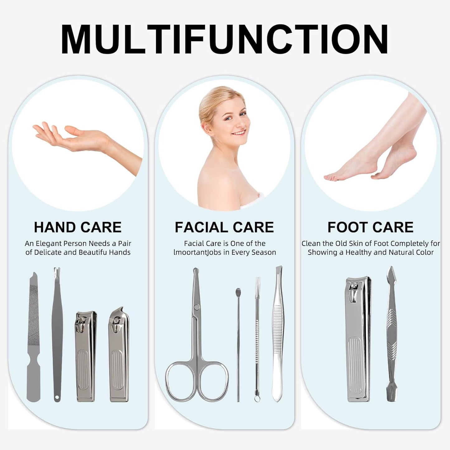 Premium Stainless Steel Nail Clippers Set - Travel Grooming Kit, 10pc Manicure/Pedicure Tools with PU Case - Unisex Gift for Men and Women(C-Red)