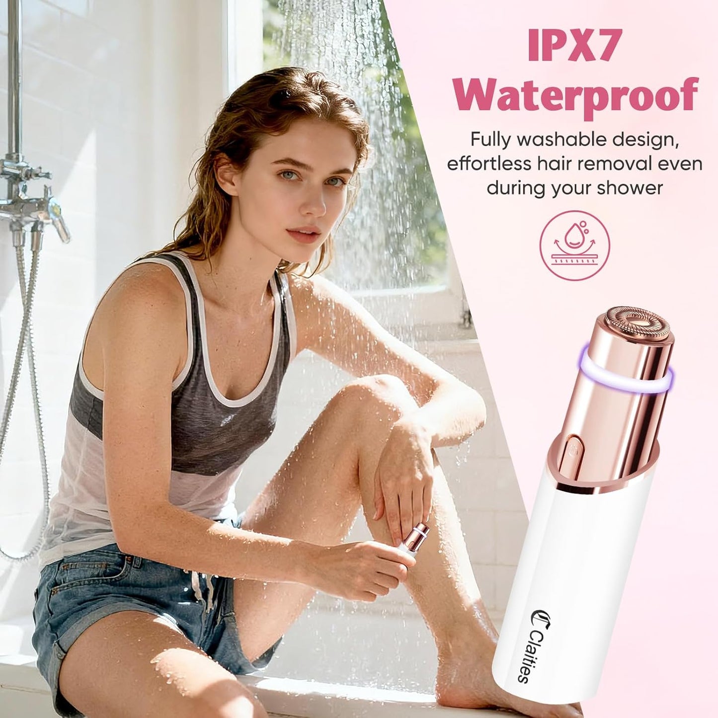 Facial Hair Remover for Women- 2-in-1 as Seen on TV Painless Face Shaver -Mini Hair Remover, Electric Razor Shaver Portable Bikini Epilator for Lips, Chin, Armpit, Peach Fuzz,Neck, Cheek