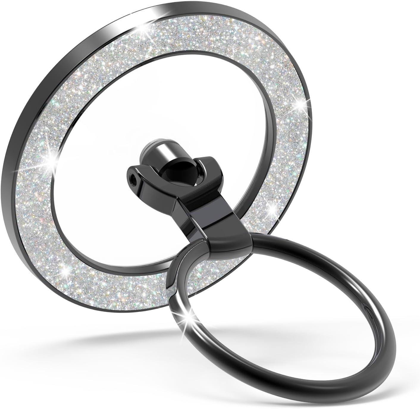 for MagSafe Phone Grip Stand, Magnetic Phone Ring Holder for MagSafe, Magnetic Ring Holder for iPhone. (Glitter Black)