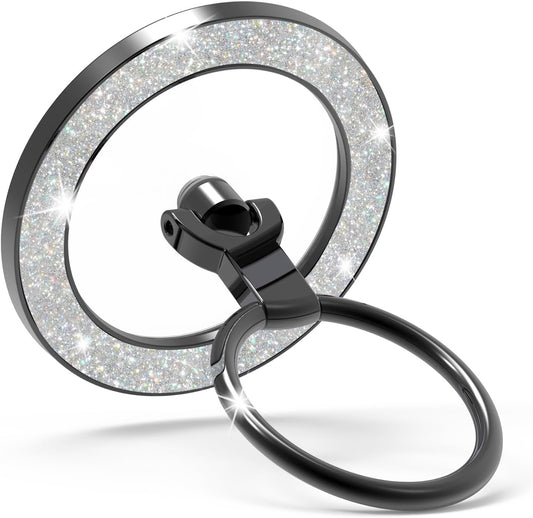 for MagSafe Phone Grip Stand, Magnetic Phone Ring Holder for MagSafe, Magnetic Ring Holder for iPhone. (Glitter Black)