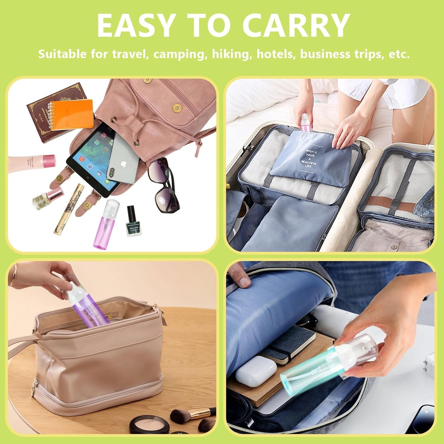 4 Pack Foam Pump Bottle, 60 ml/2 oz Mini Empty Bottle Travel Foaming Dispenser, Plastic Mousse Foam Dispenser Pump for Soap, Shower Gel, Shampoo, Facial Cleanser - Mix Colors