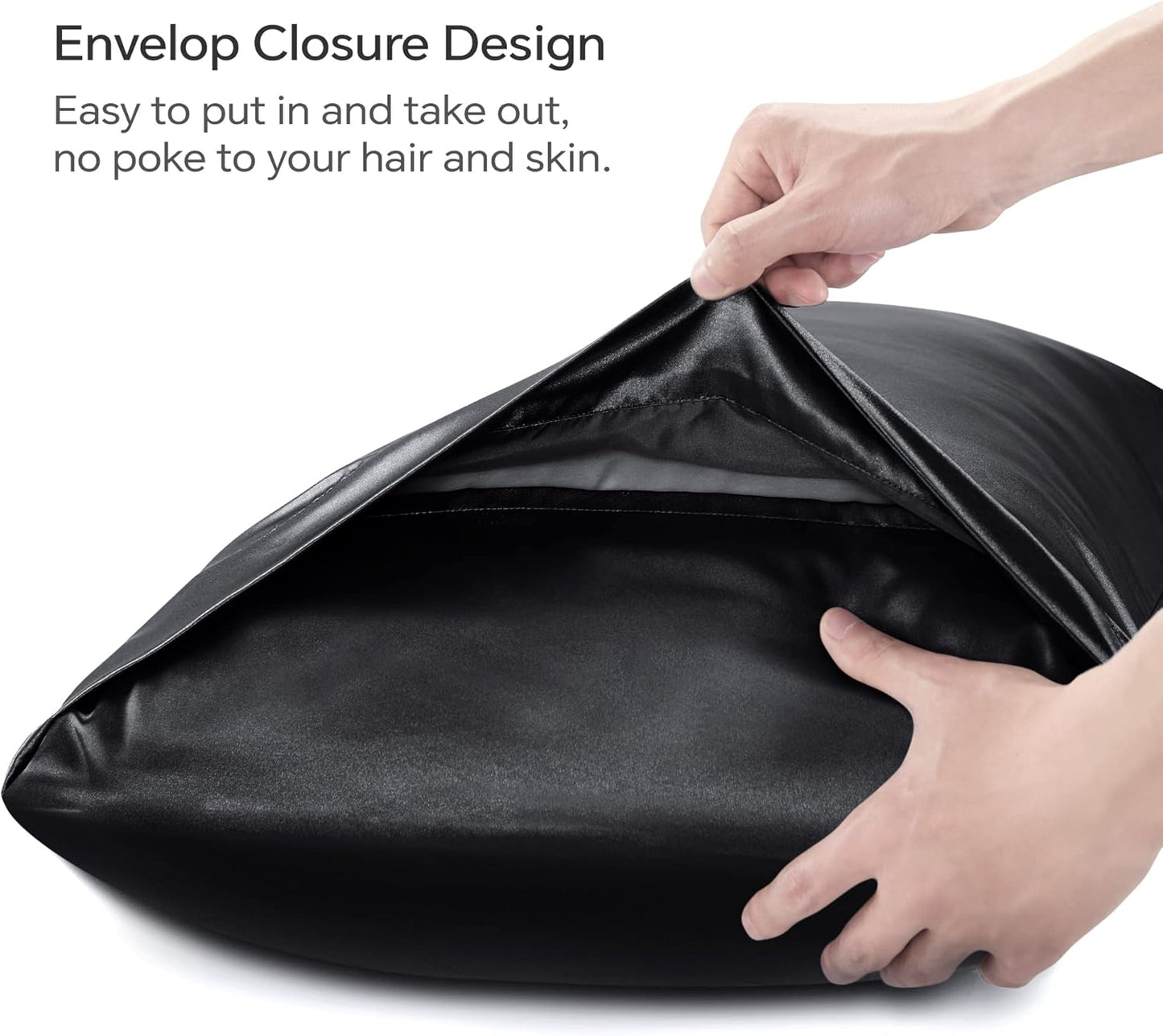 BEDELITE Satin Body Pillow Cover 2 Pack, Super Soft and Cooling Body Pillow Pillowcase for Hair and Skin, Breathable Silky Full Long Pillowcase Cover(20"x54", Black)