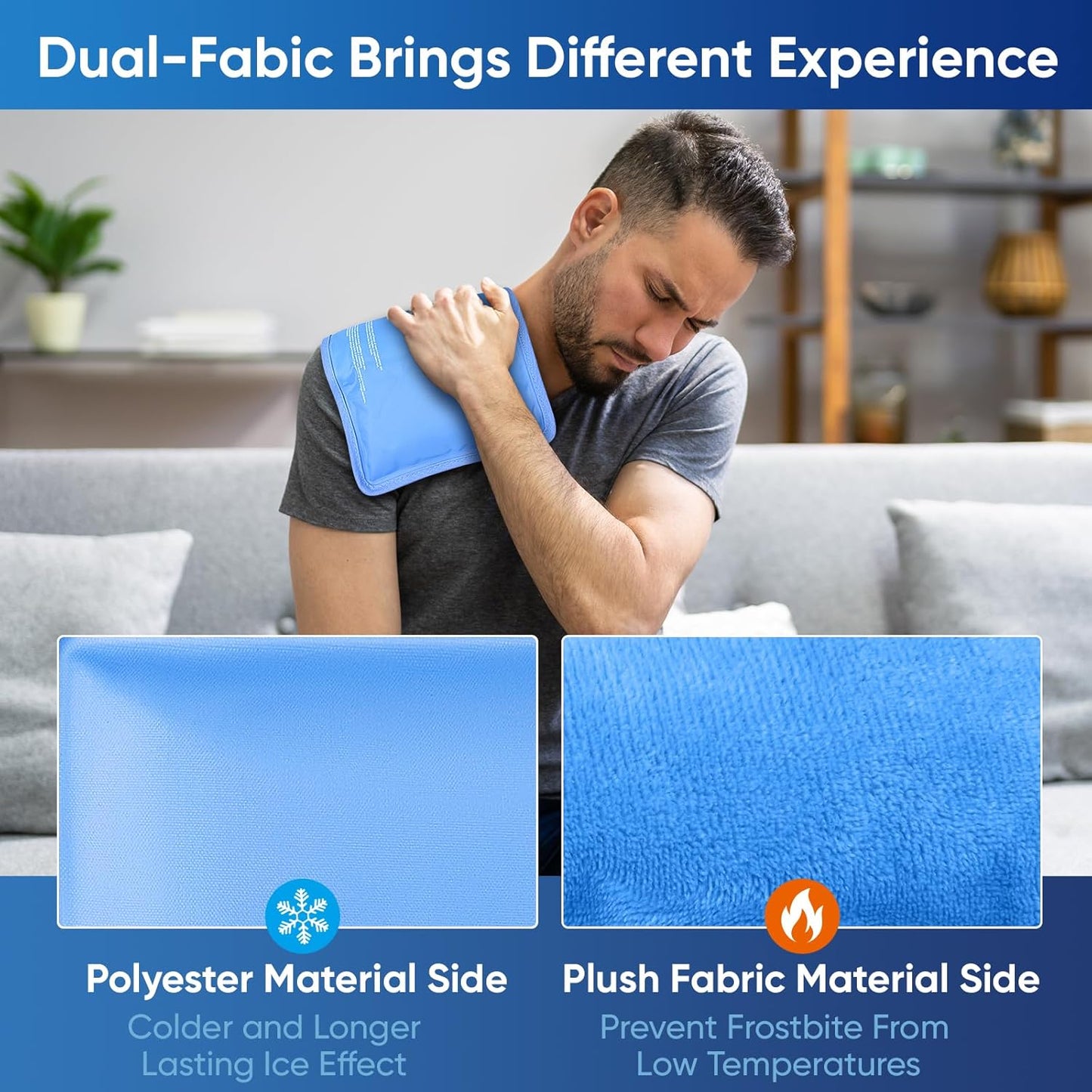 APEXUP Gel Ice Packs for Injuries Reusable, Flexible Double Sided Cold Packs for Injuries, Ice Pack for Knee, Shoulder, Back, Hip, Leg, Arm (Blue, S, 1PK)