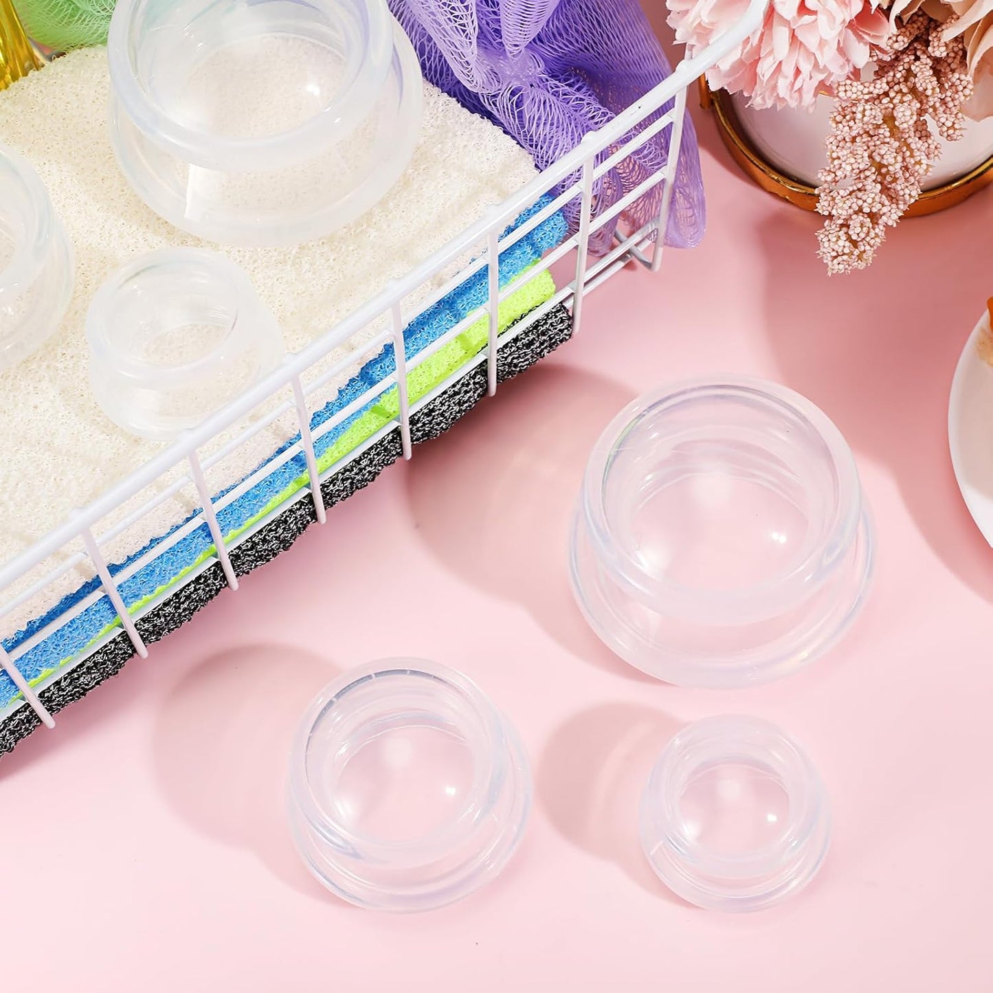 TrelaCo 6 Pcs Cupping Kit for Massage Therapy 3 Sizes Silicone Cupping Set Chinese Massage Therapy for Studio Household Cellulite Joint Pain Muscle Pain(Clear)