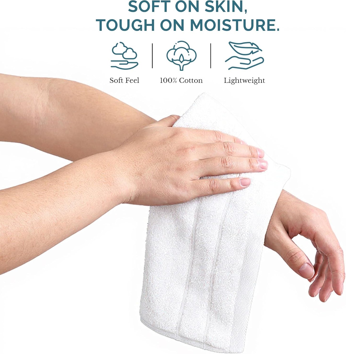 Casa Platino 100% Cotton Washcloths 12 Pack - Spa & Salon Quality Face Towels - Ring Spun, Soft & Absorbent Wash Cloth Rags for Body, Beauty, Home, Gym - Fingertip Towels - 13"x13", White Washcloths