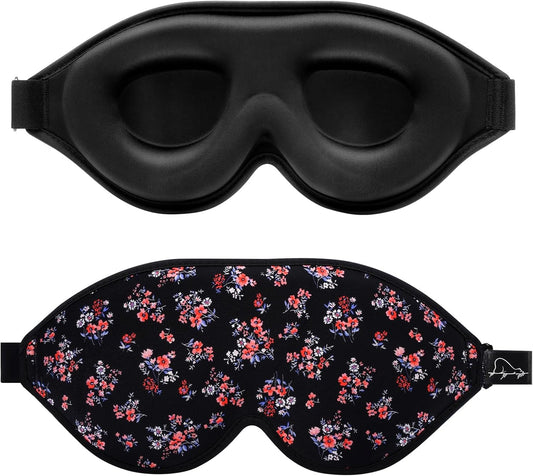 ALASKA BEAR Sleep Mask Memory Foam Contoured Eye Cups for Women and Men, Soft Stitched Edge 3D Blackout Eye Mask for Sleeping No Pressure on Eyelids and Eyelashes Protection, Earplugs Set, Floral