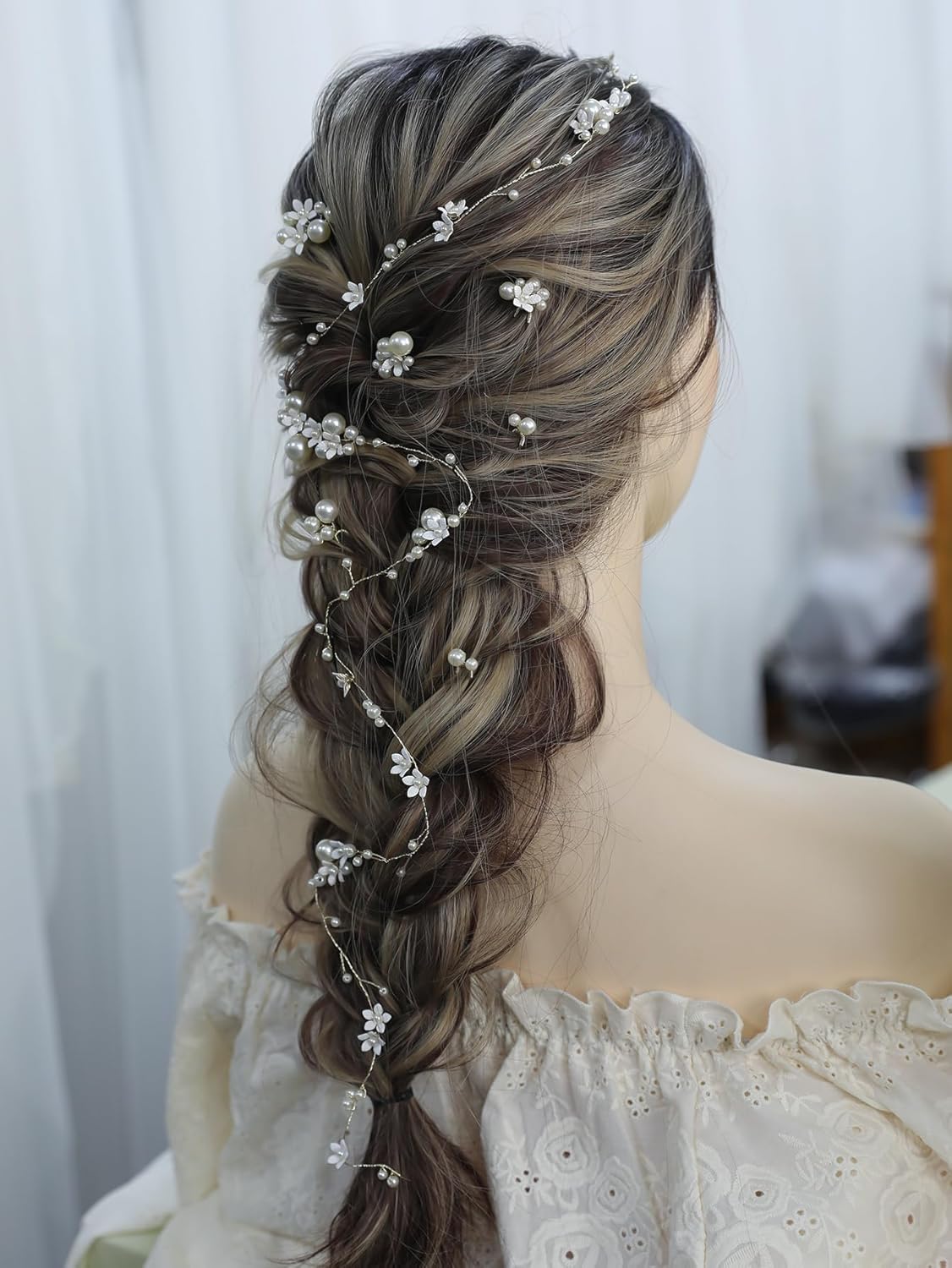 Handmade Pearl Hair Vine Set, 7 Pcs Hairband with Sparkling Pins for Women and Girls, Wedding Hair Accessories, Bridal Headband, Headpieces Crystal for Special Occasions