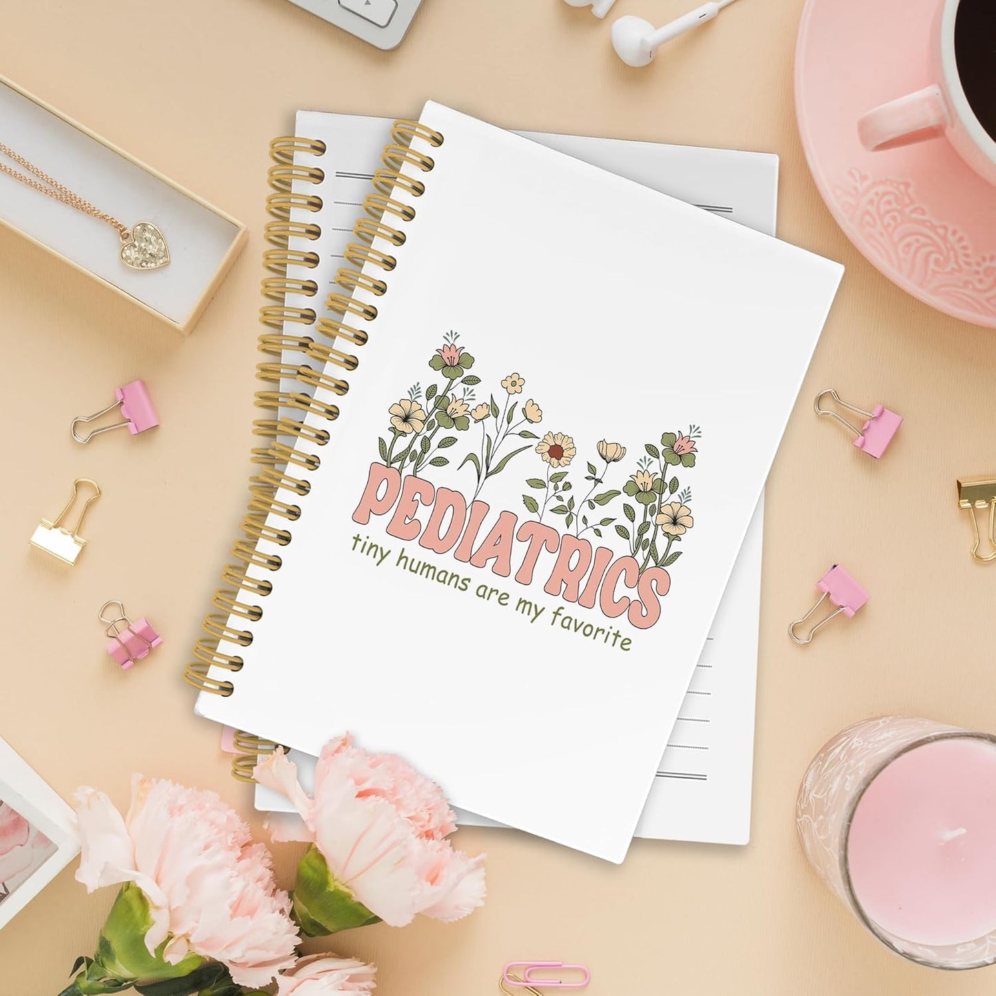 Pediatric Nurse Spiral Notebook, Nurse Appreciation Gifts Journaling Notebooks for Women Dector, Pediatric Nursing Hardcover Journals for Office 160 Pages 5.5 x 8.3 Inch, Gifts for Nurses Female