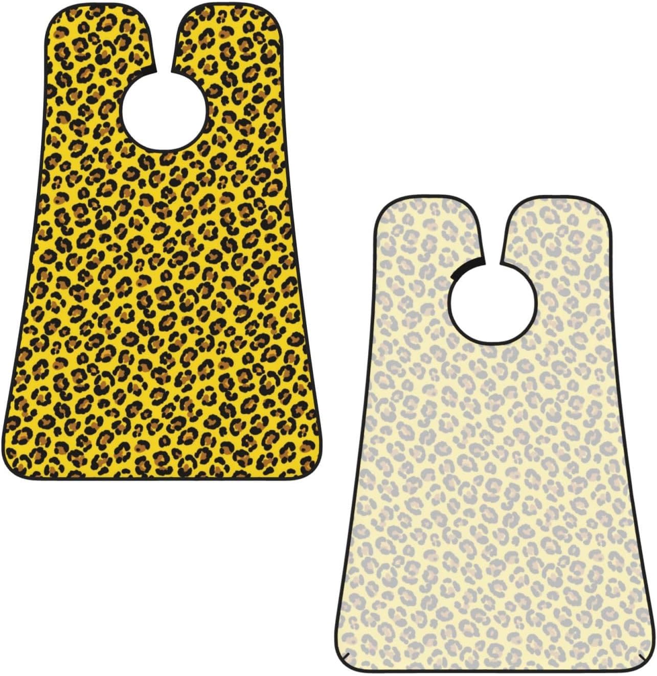 Beard Bib with 3 Suction Cups, Non-Stick Waterproof Hair Catcher Apron, Men's Shaving Essential for Grooming, Cheetah Yellow Leopard Print Shave Bib