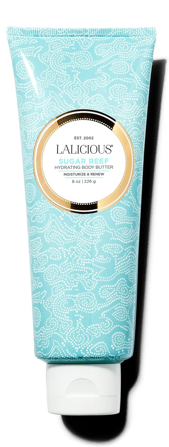LALICIOUS Sugar Reef Body Butter - Hydrating Body Moisturizer with Shea Butter, Cucumber Extract & Apricot Oil, No Parabens (8 Ounces)