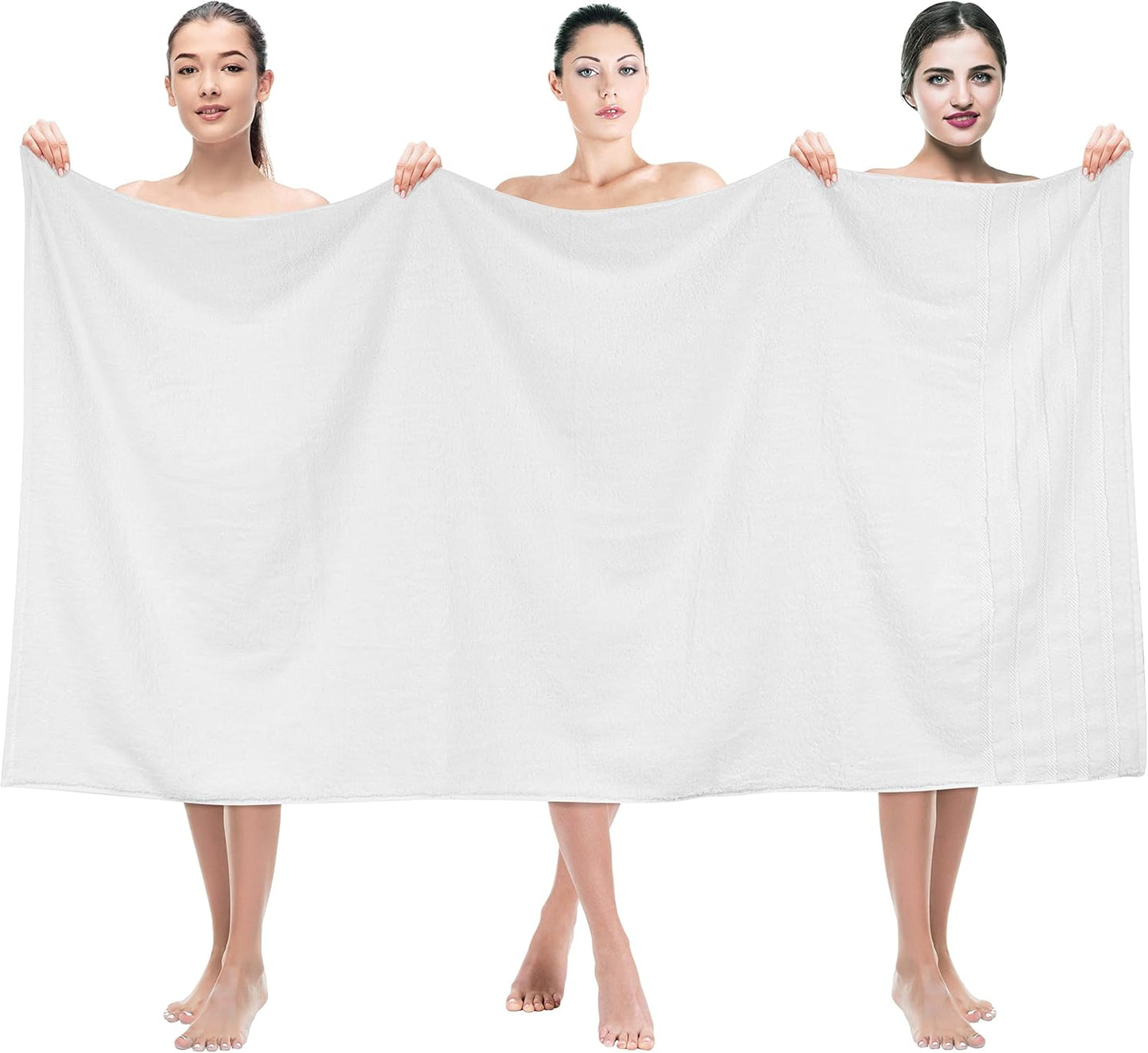 American Soft Linen 35x70 Jumbo Large Bath Towels, 600 GSM 100% Cotton Turkish Bath Sheet, Oversized Luxury Bath Towels for Bathroom Beach and Pool, White