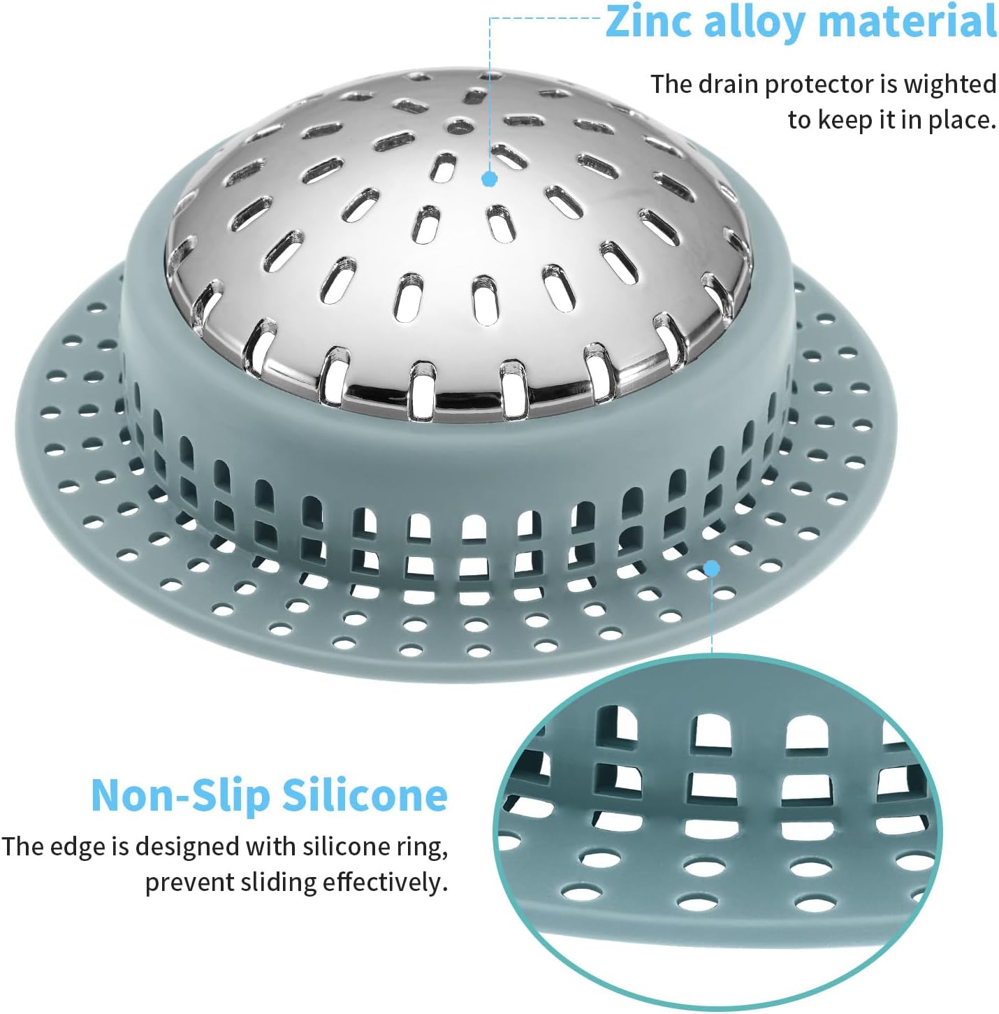 Shower Drain Hair Catcher, Shower Drain Cover, Bathtub Drain Hair Catcher for Pop-Up & Regular Drains