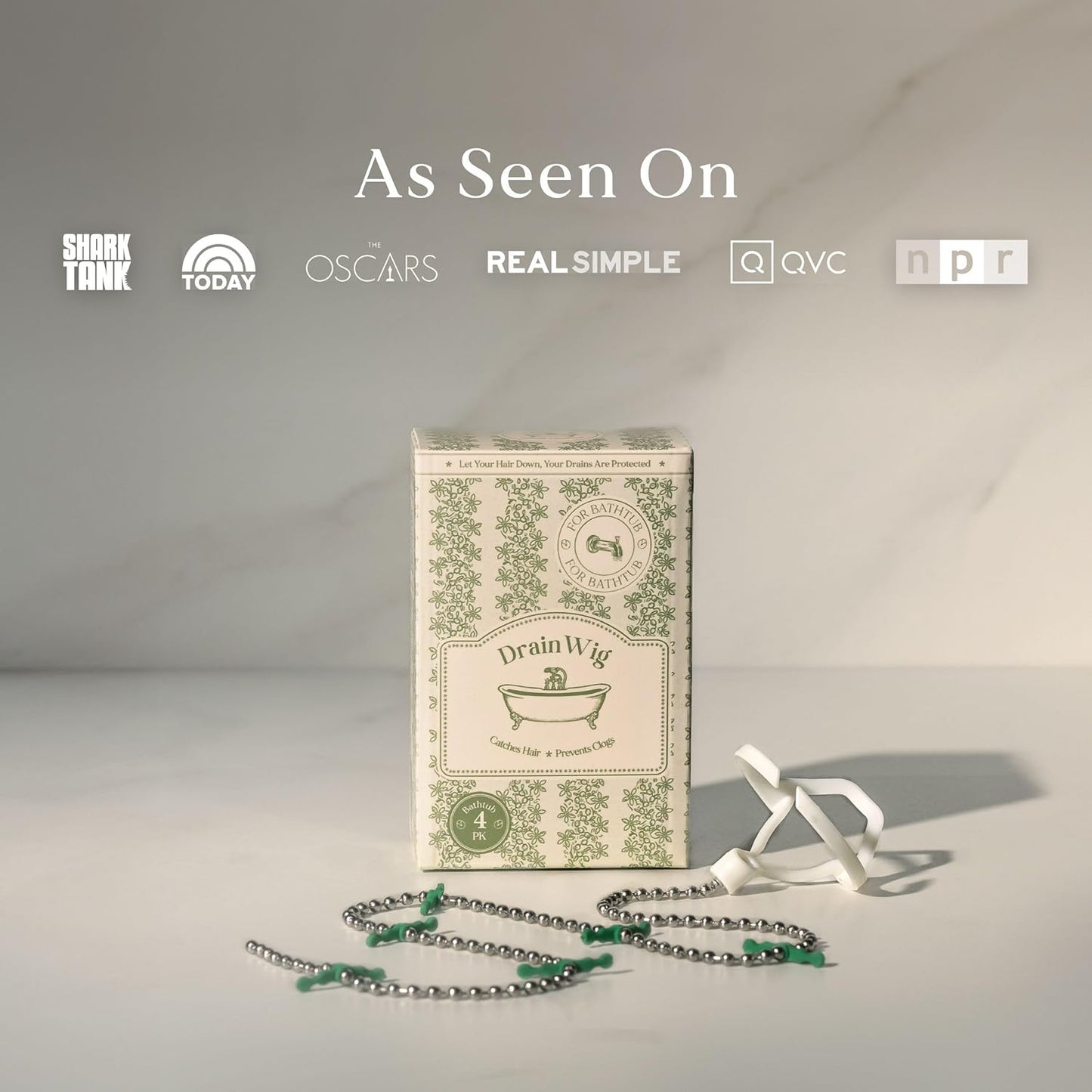 DrainWig Bathtub Drain Hair Catcher – Disposable (2-Pack) – Installs Under Stopper- No-Touch Hair Removal for Bathtub Drains – As Seen on Shark Tank