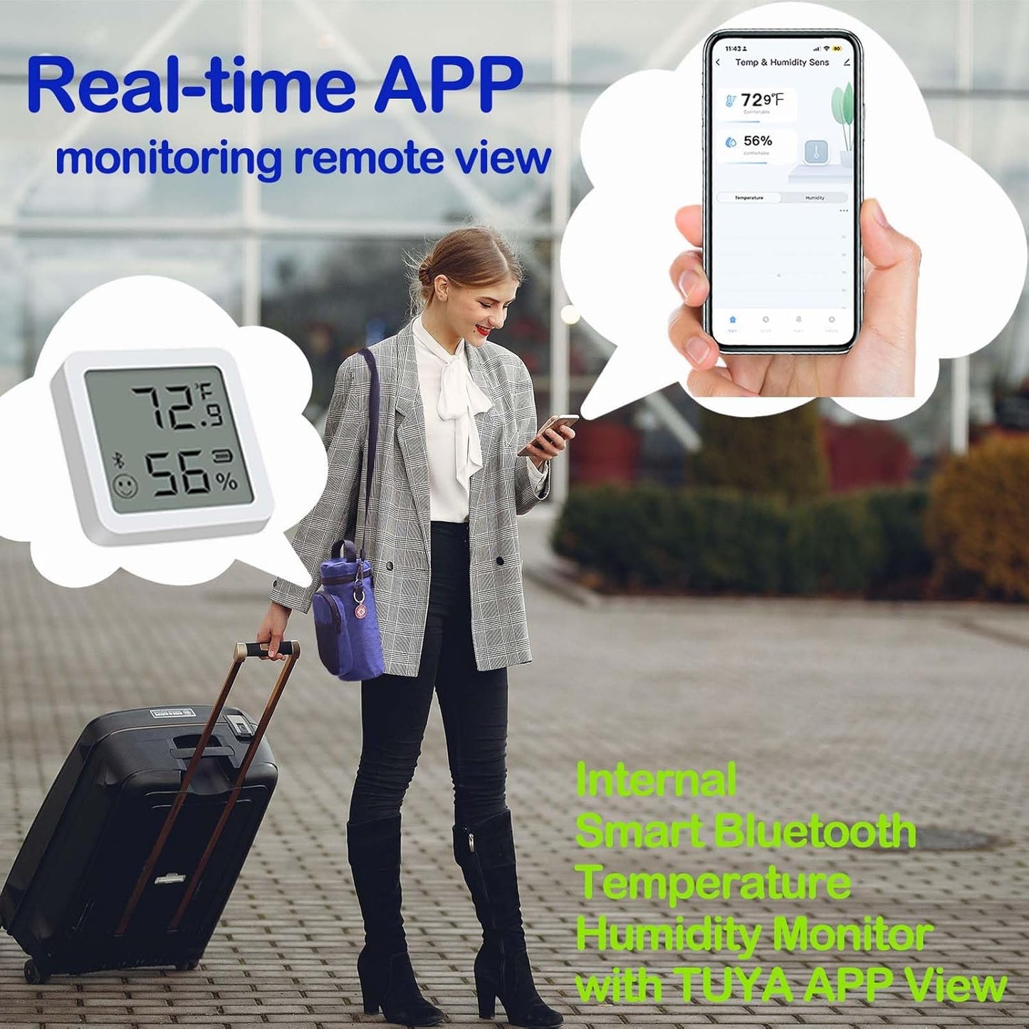 48H 7 Pens Bluetooth Insulin Cooler Travel Case,Medication Cooler for Travel,with Insulated Bottle Holder,Smart Bluetooth Temperature Humidity Monitor with TUYA APP View，with Biogel Ice Pack