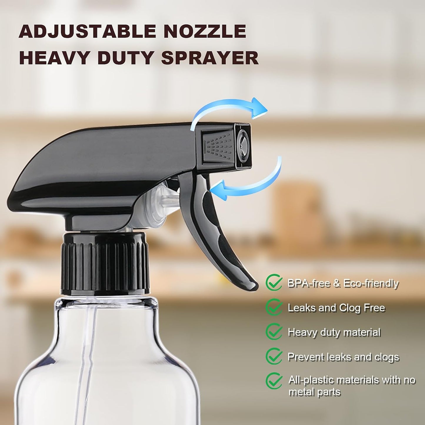 Spray Bottles 16.9oz Plastic Empty Spray Bottle for Hair Mist/Stream Spraying Heavy Duty Water Spray Bottles for Cleaning Solutions, Plants, Essential Oils 2 Pack (16.9oz)
