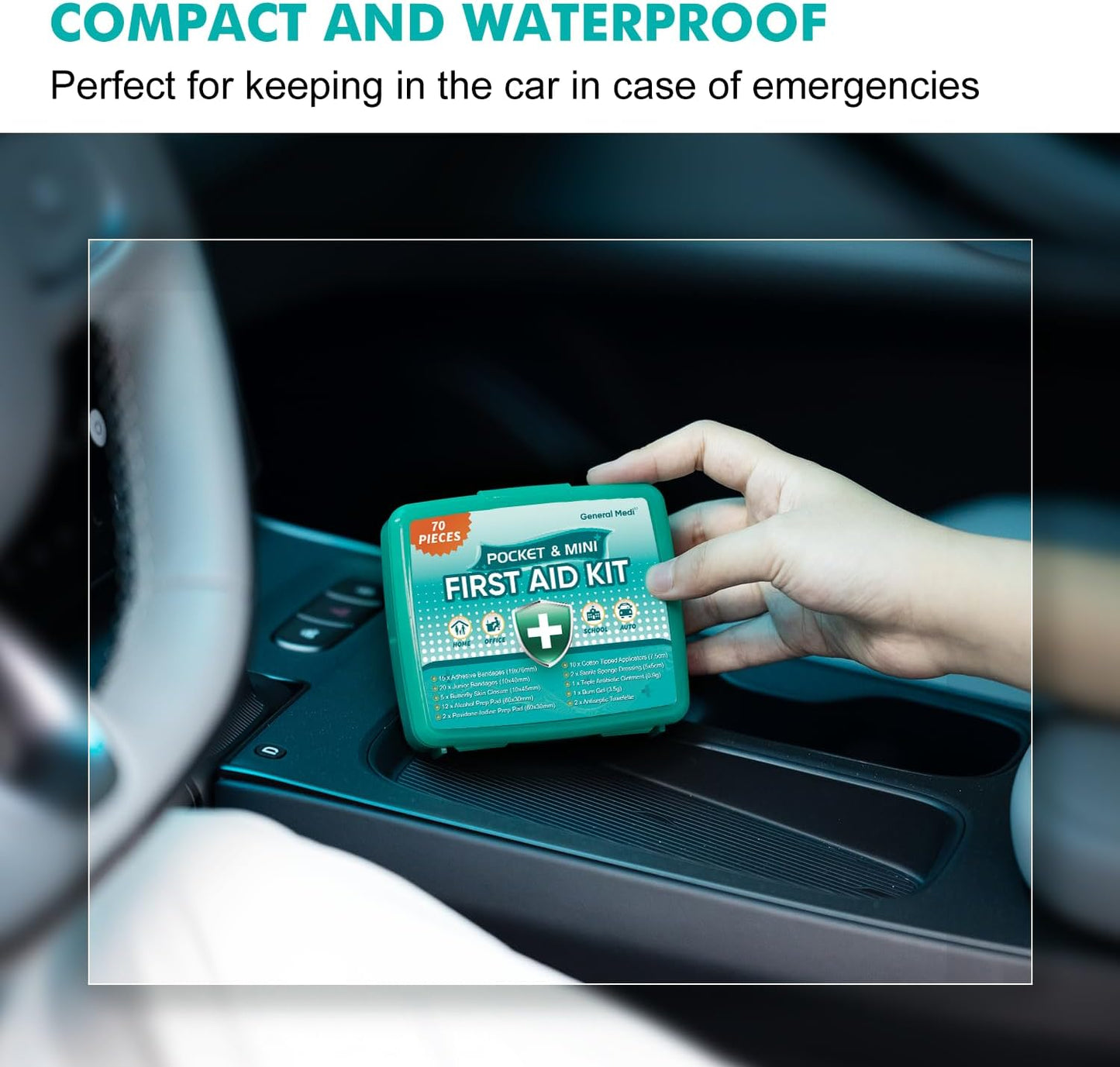 General Medi 420 Piece First Aid Kit, 6 Individual Boxes of 70 Items Each - Contains Premium Medical Supplies for Travel, Home, Office, Vehicle, Camping, Workplace & Outdoor (420 pcs, 6 Pack)