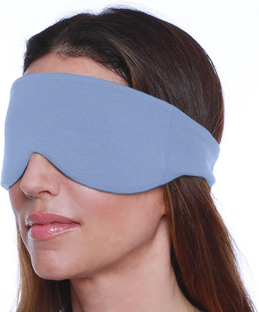 Happyluxe Escape Sleep Mask - Buttery Soft Airplane Eye Mask for Sleeping or Napping in Bed. Machine Washable. - Serenity Blue, Made in USA