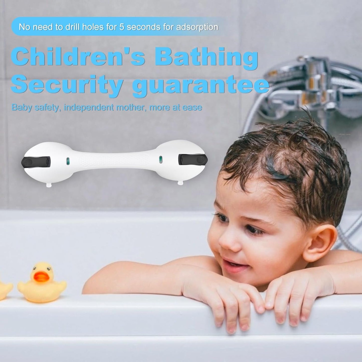 Suction Grab Bars for Bathtubs and Showers, Heavy Duty Shower Handle Removable Shower Handrails for Kids, Bathroom Safety Grip Waterproof(White)