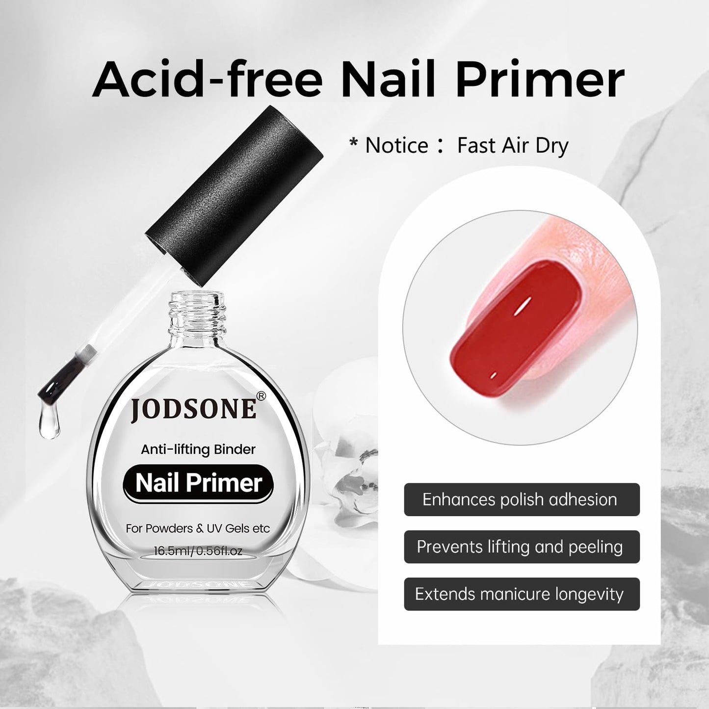 JODSONE 2Pcs 16.5ml Nail Dehydrate And Nail Primer For U V Gels Superior Bonding Professional Salons Set DIY Art Design Long Lasting Gift