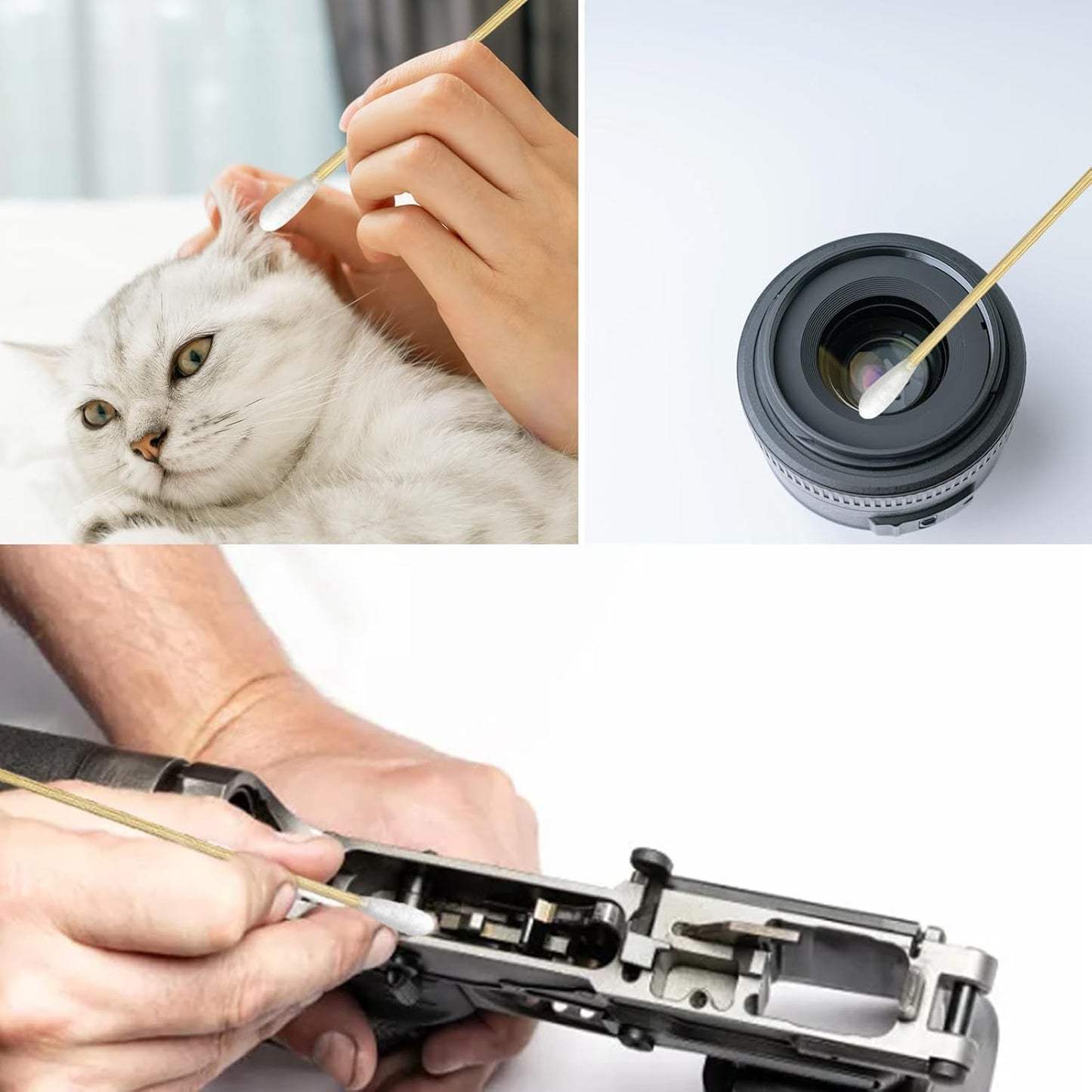 Round Tip Cotton Swabs, 6-Inch Bamboo Sticks, Lint-Free, for Delicate Cleaning, Arts & Crafts, Pet Care, Audio Equipment Maintenance with Portable Storage Case (Round Tips (500ct))