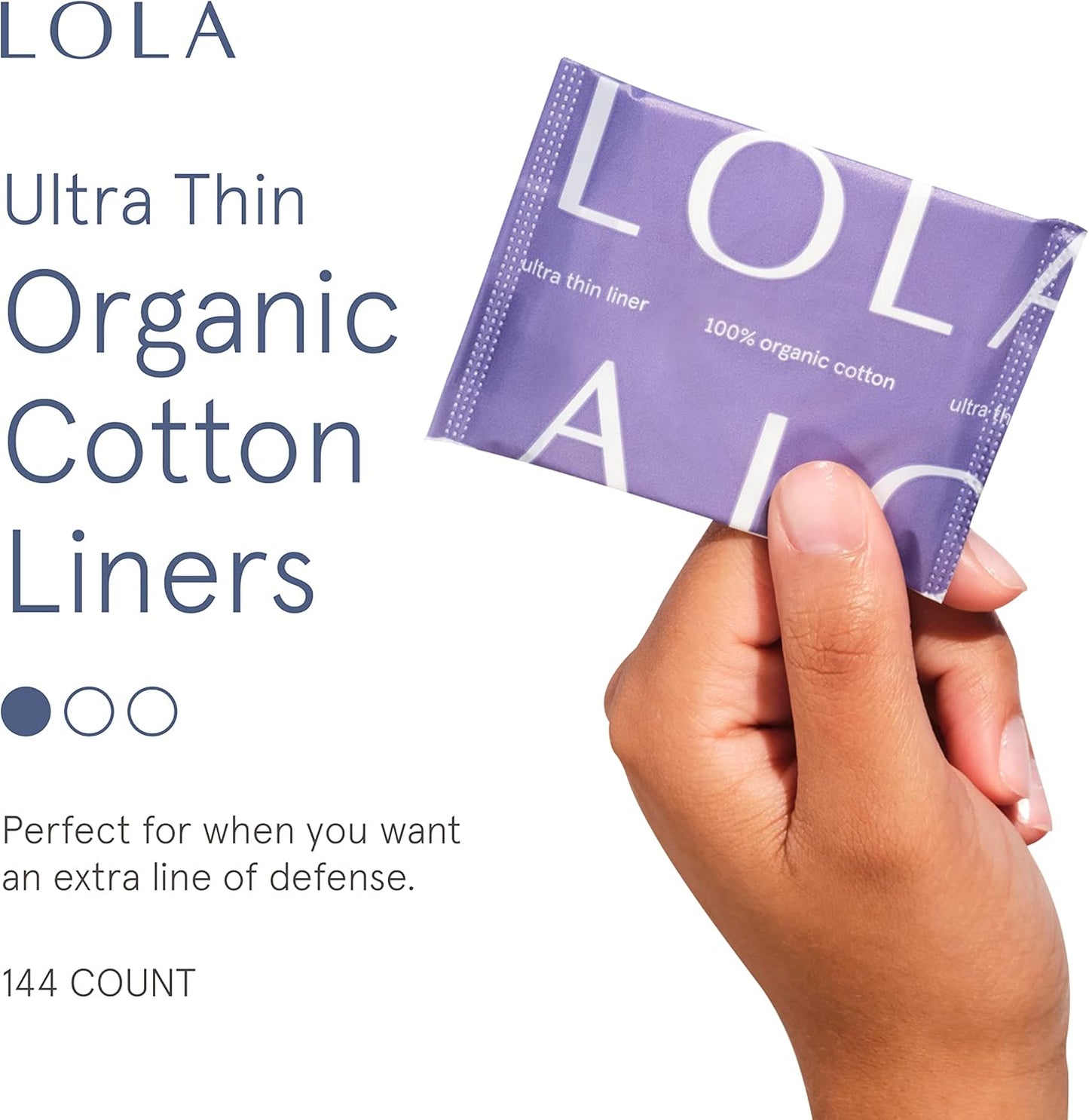 LOLA Ultra Thin Liners, 112 Count - Organic Cotton Panty Liners for Women, Hypoallergenic Pads for Women, HSA FSA Approved Products Feminine Care