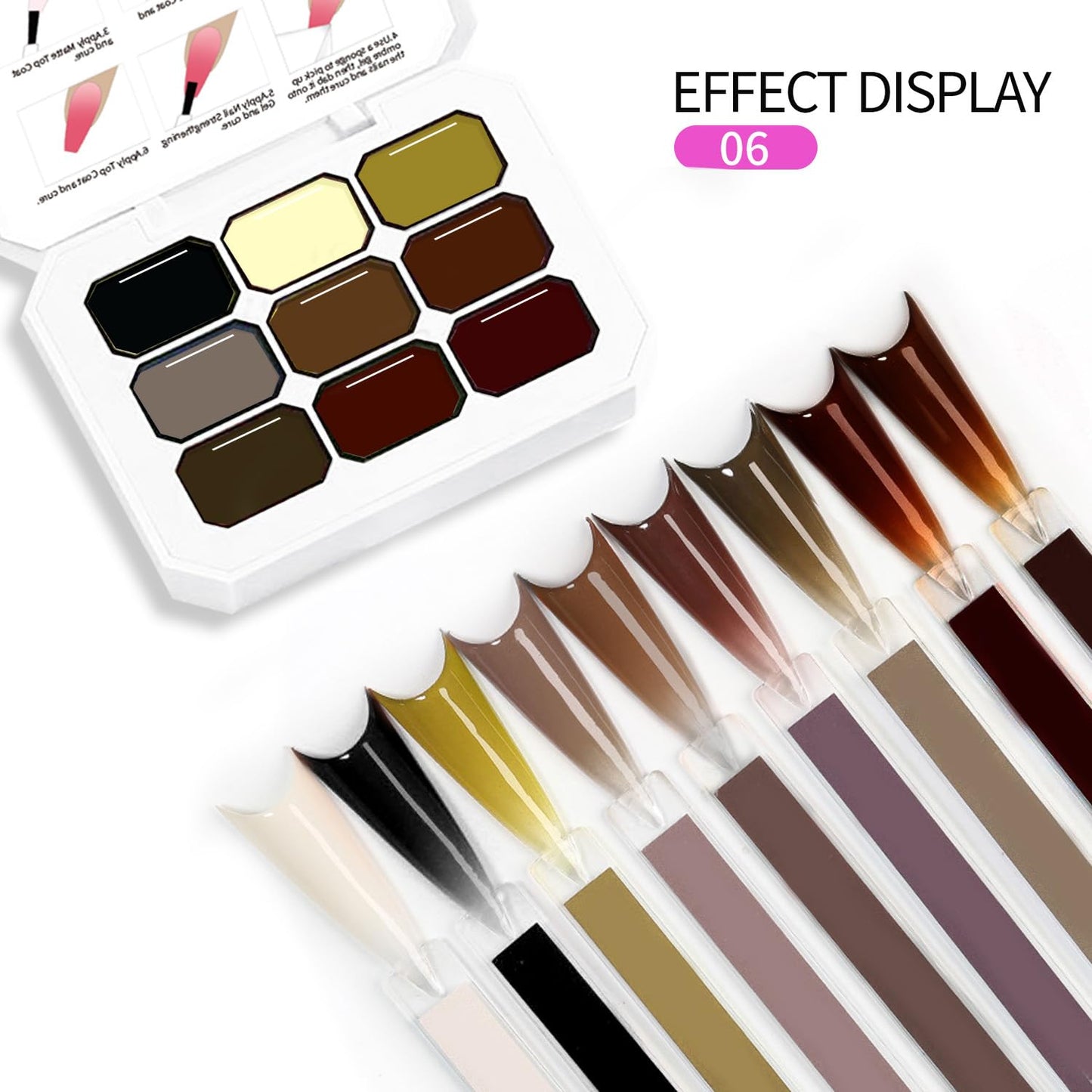 Professional Painting Gel, 9 Colors Ombre Gel Nail Polish With 100PCS Nail Sponges & Grabbing Pen ,Soft And Easy To Shoot For Acrylic And Natural Nails ,French Manicure DIY Nail Art (6)