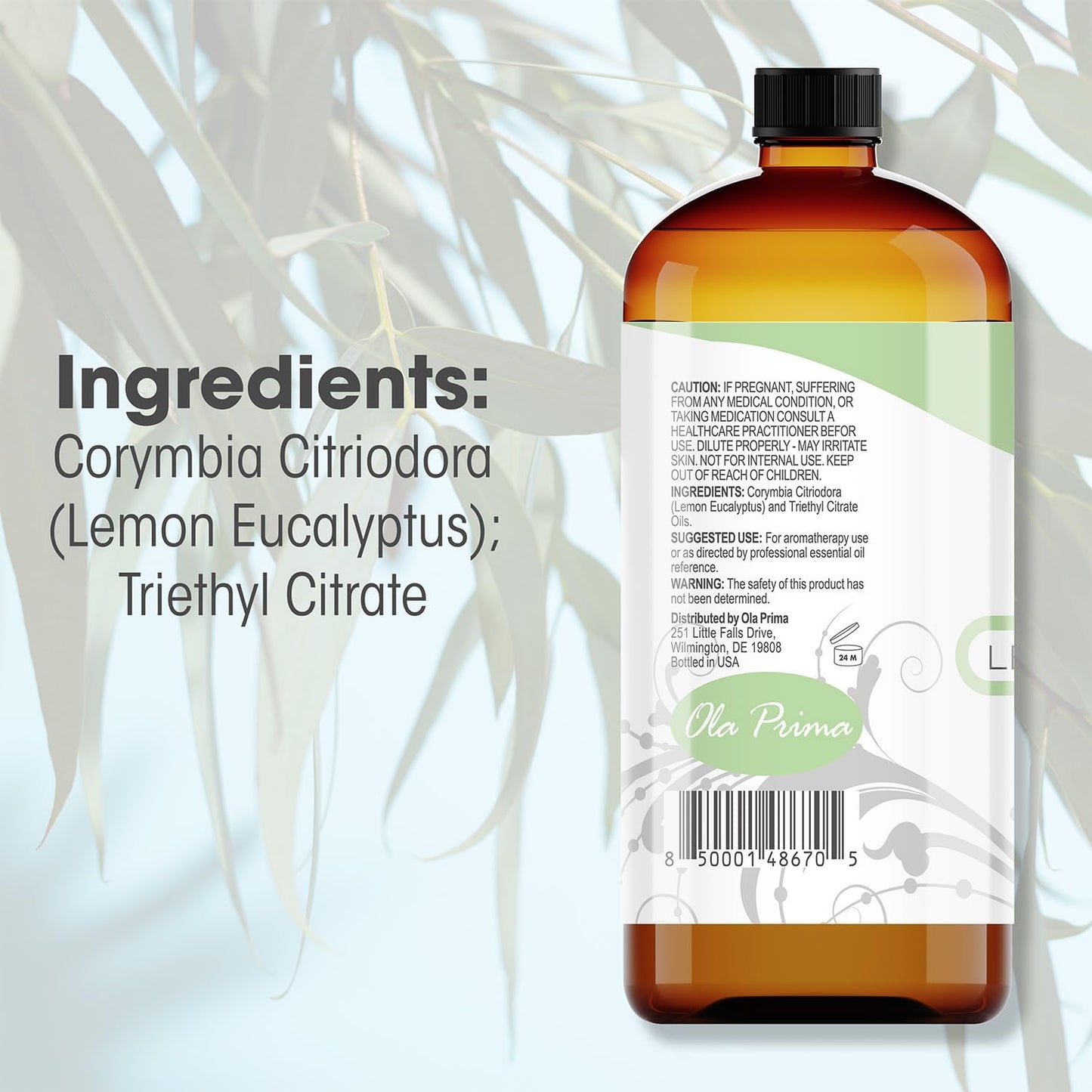 Ola Prima Lemon Eucalyptus Essential Oil - Therapeutic Grade Aromatherapy Oil for Diffuser, Cleaning (16oz Bulk)