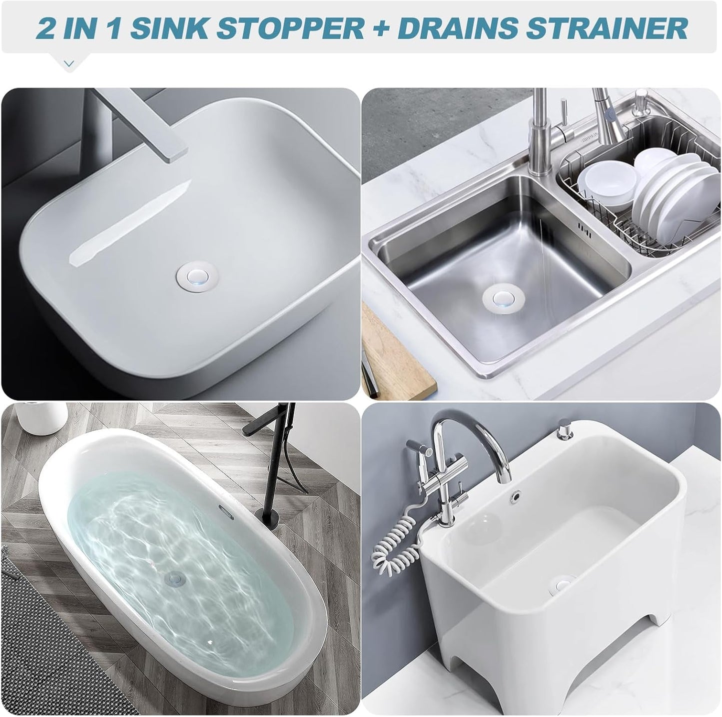 SHAP+ Universal Bathroom Sink Stopper, Fits 1.06-1.5 Inch, Premium Basin Pop Up Sink Drain Strainer, Anti-Leakage and Clogging, with Hair Catcher, Made Brass, Chrome Plated