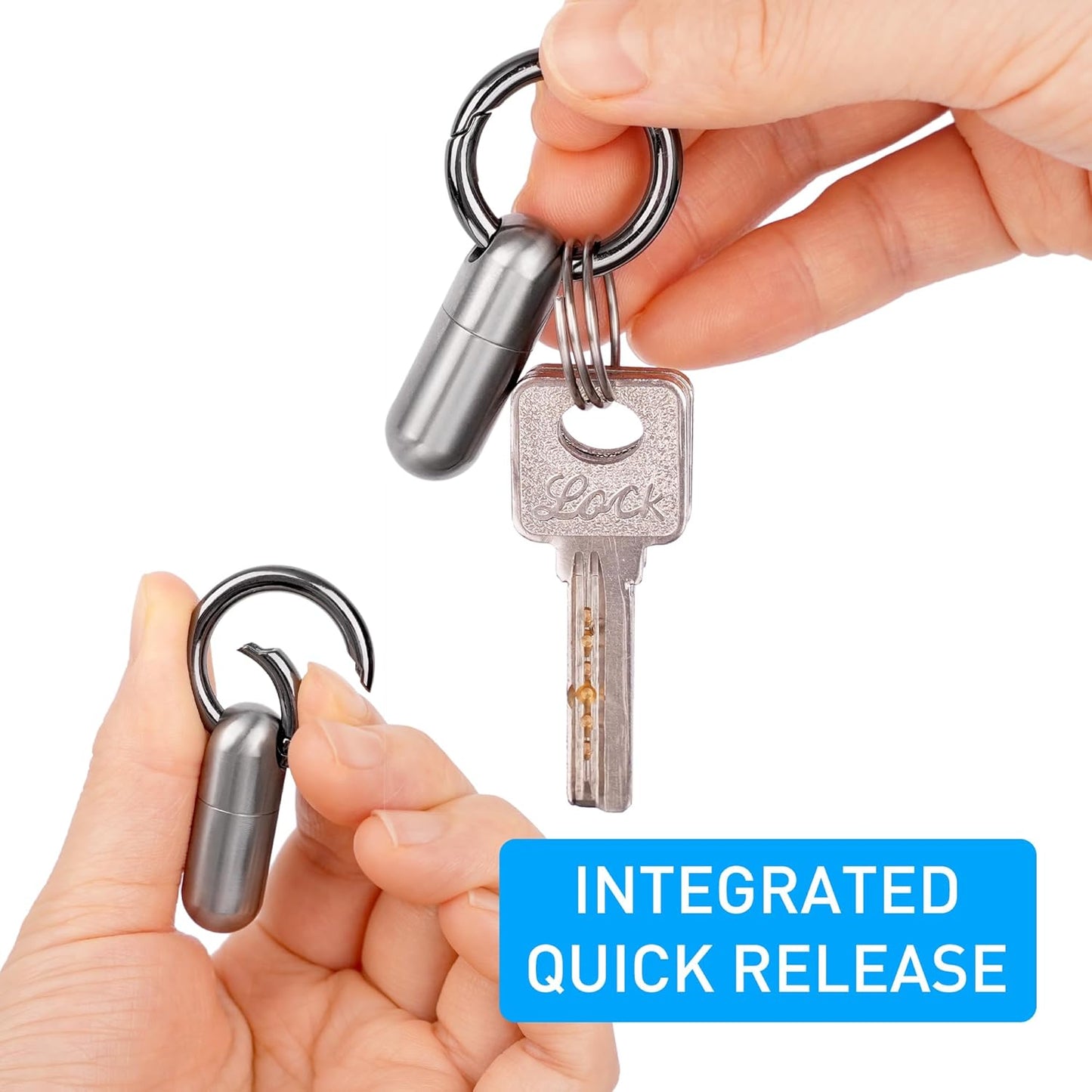 Micro Keychain Pill Holder Titanium Waterproof Mini Pill Container for Emergency Medicine，Travel Purse Pocket (Silver)