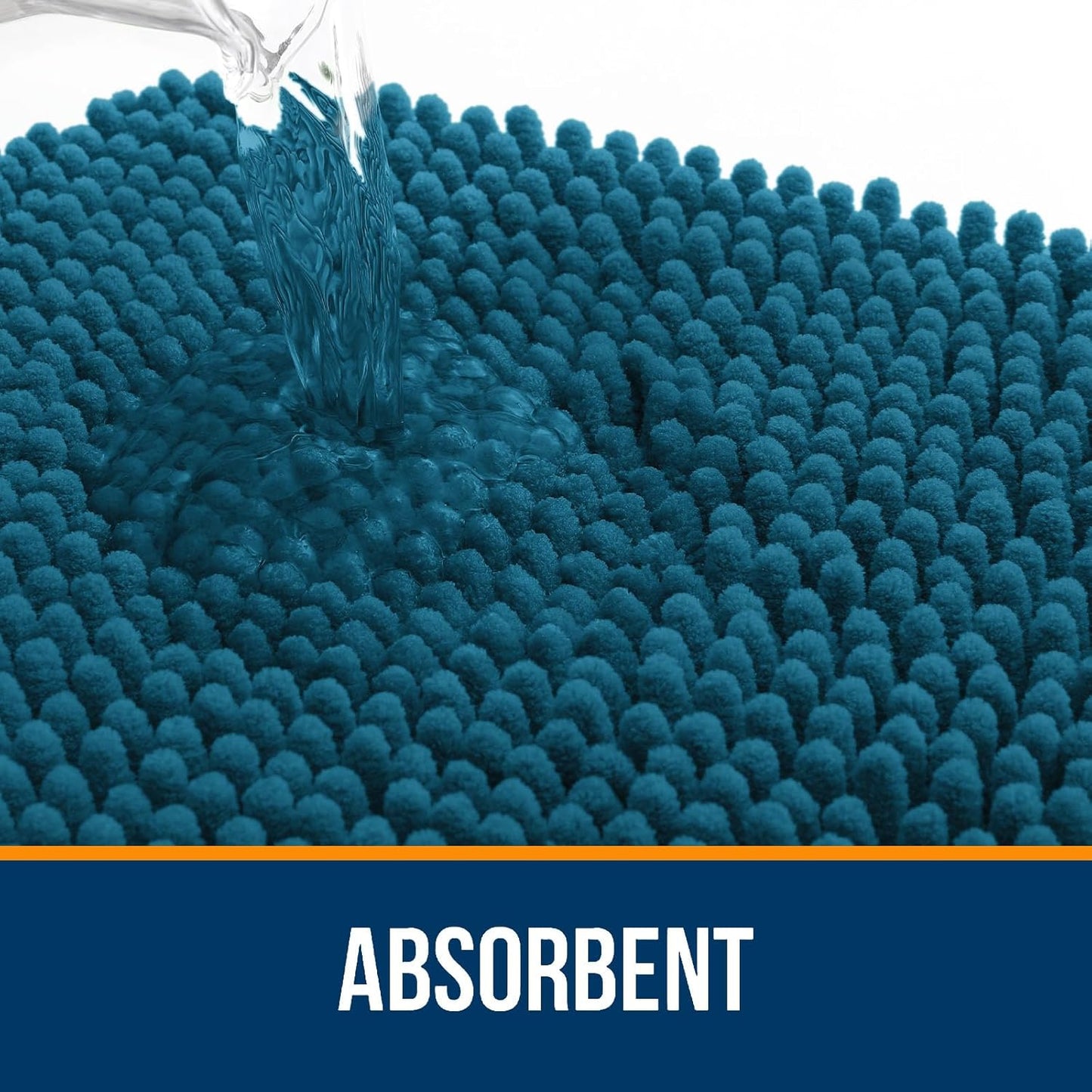 OLANLY Bathroom Rugs 59x24, Extra Soft Absorbent Chenille Bath Rugs, Rubber Backing Quick Dry, Machine Washable Bath Mats for Bathroom Floor, Tub and Shower, Home Decor Accessories, Peacock Blue