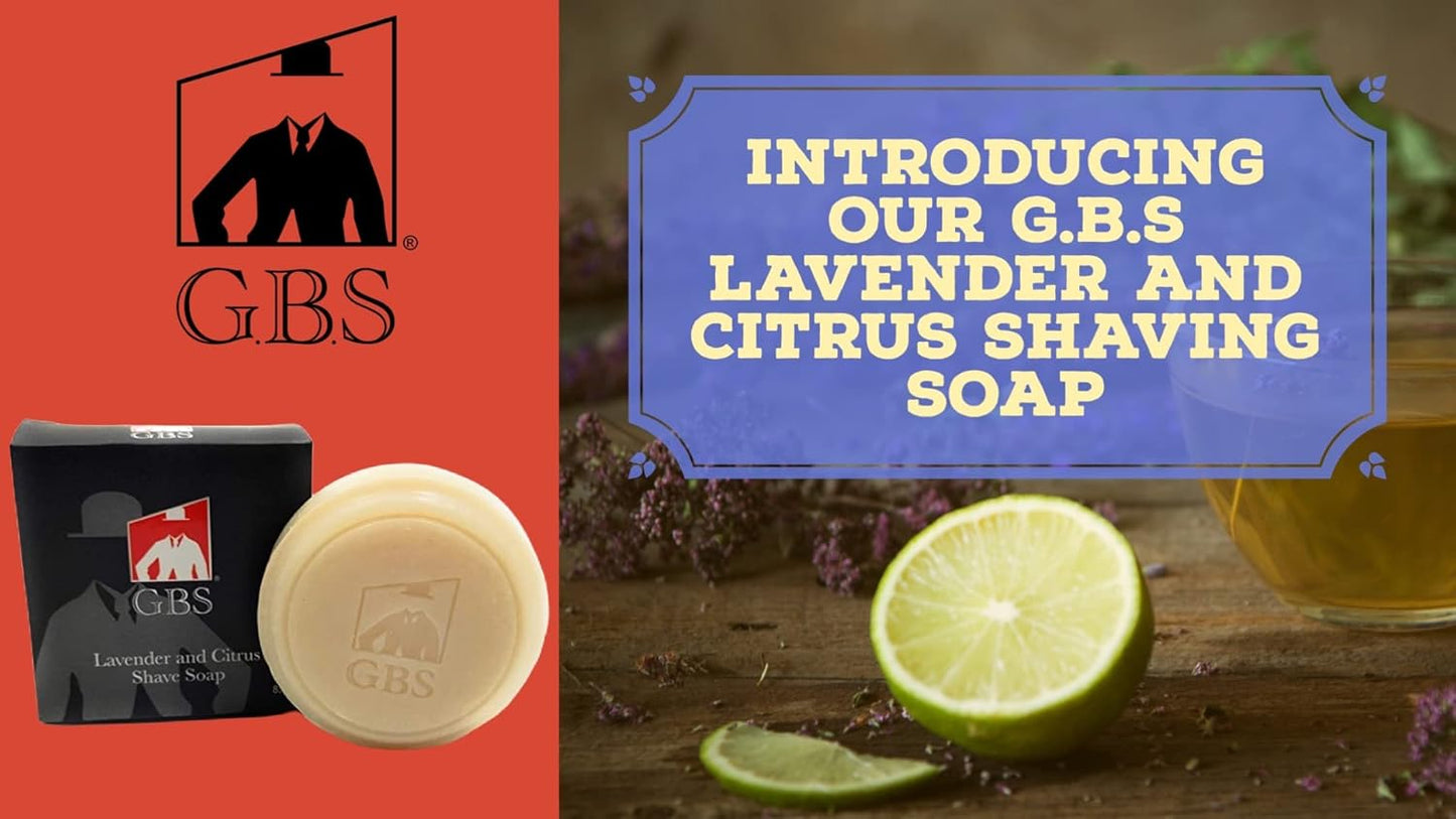 G.B.S Men's Lavender and Citrus Shaving Soap 97 Percentage All Natural Enriched with Shea Butter and Glycerin, 3-Ounce, Pack of 1