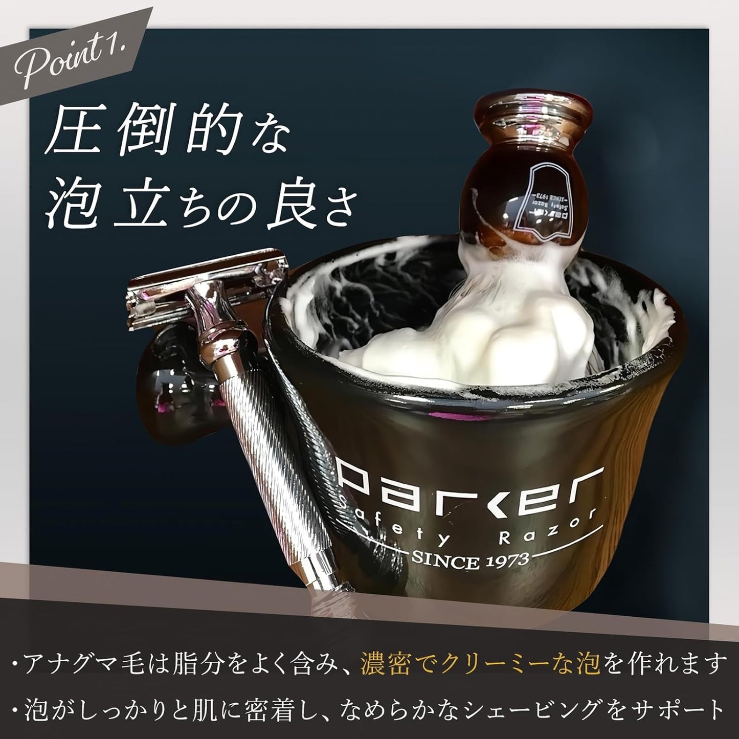 Parker Pure Badger Shaving Brush with Black & Chrome Handle + Stand | 22mm Knot for Cream or Soap | Handcrafted Wet Shaving Brush for Men | Premium Grooming Tool | Iconic Brand