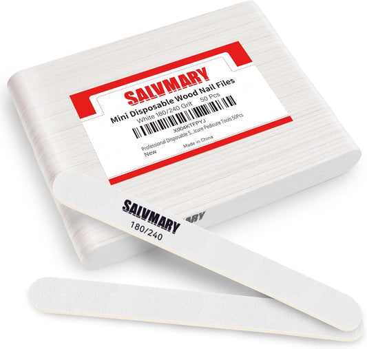 Professional Disposable Small Nail Files 180/240 Grit Double Sided White Emery Boards for Nails Manicure Pedicure Tools 50Pcs