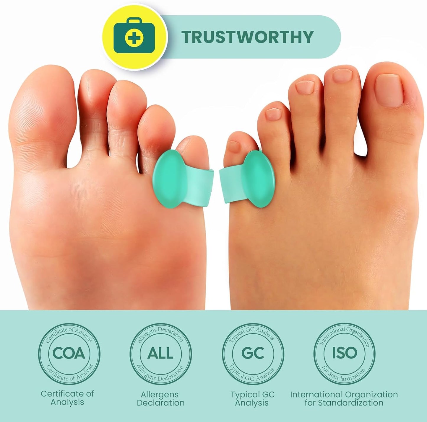 Welnove Gel Toe Separator - 12 Pack Pinky Toe Spacers - FSA/HSA Eligible Little Toe Cushions, Small Toe Sleeves for Preventing Rubbing & Reducing Pressure (Green)