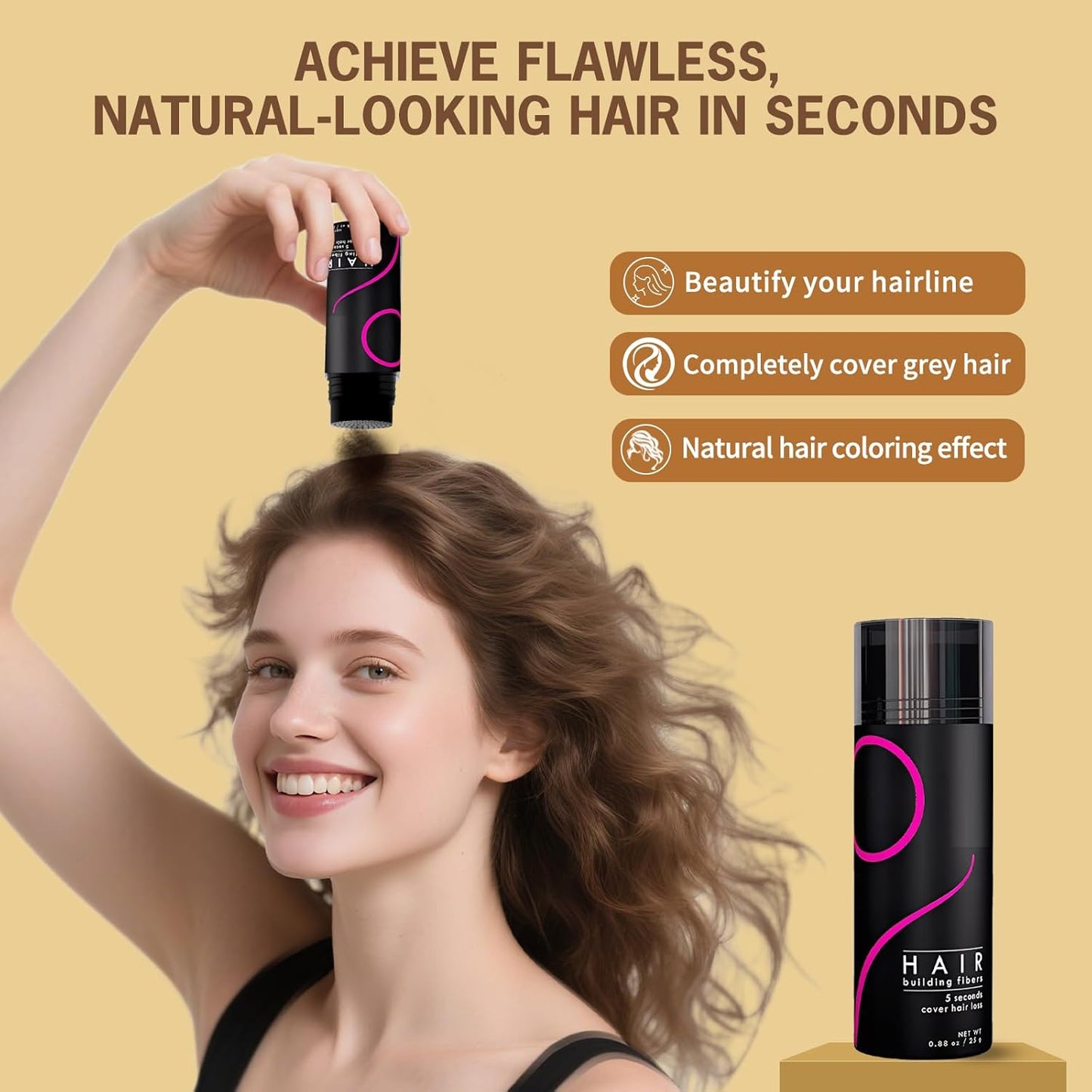 Hair Fibers Hair Building Fibers Undetectable Hair Fuller Thicker,Instantly Cover Sparse Hair 25g/0.88oz (black)