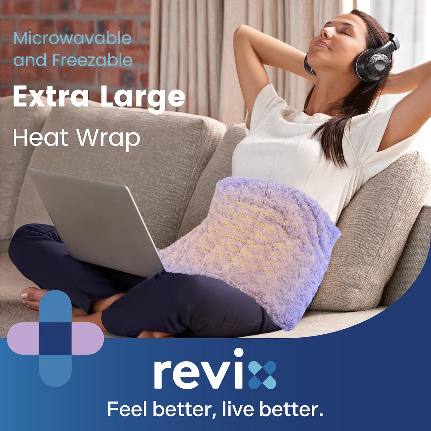 REVIX Extra Large Heating Pad Microwavable for Back with Moist Heat, Microwave Heated Wrap for Full Back, Neck Shoulder and Muscles, Rose Velvet XXL Rice Bean Bag