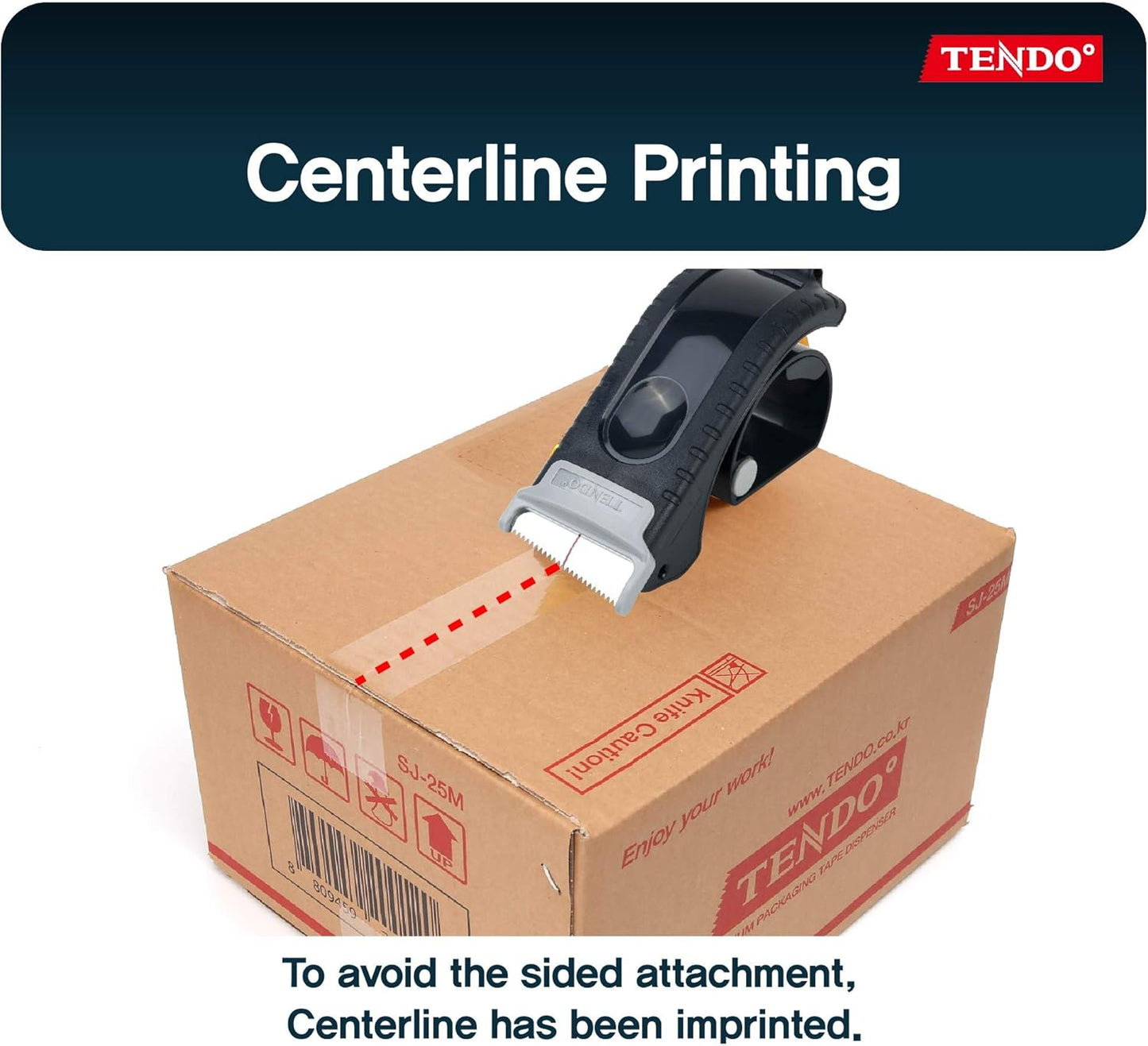 Packing Tape Dispenser: TENDO° Home & Office Line – Great for Box Sealing, Packaging, Shipping & Moving with Patented 10° Sloped Chromium Blades, 1.77’’ ~ 2’’ X 109 yd. - SY-123_Navy
