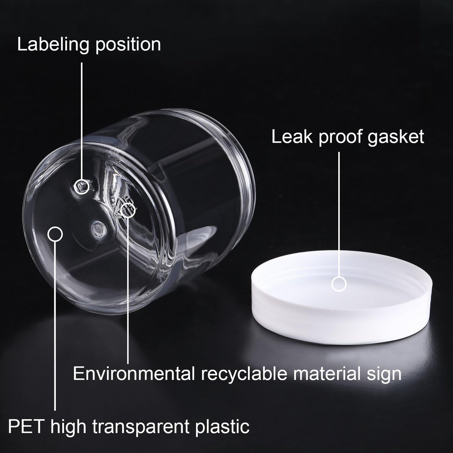 Chuangchou Empty Clear Plastic Storage Favor Jars Wide-mouth Plastic Containers with White Lids (12 Pack) for Beauty Products, DIY Making or Others (8 oz)