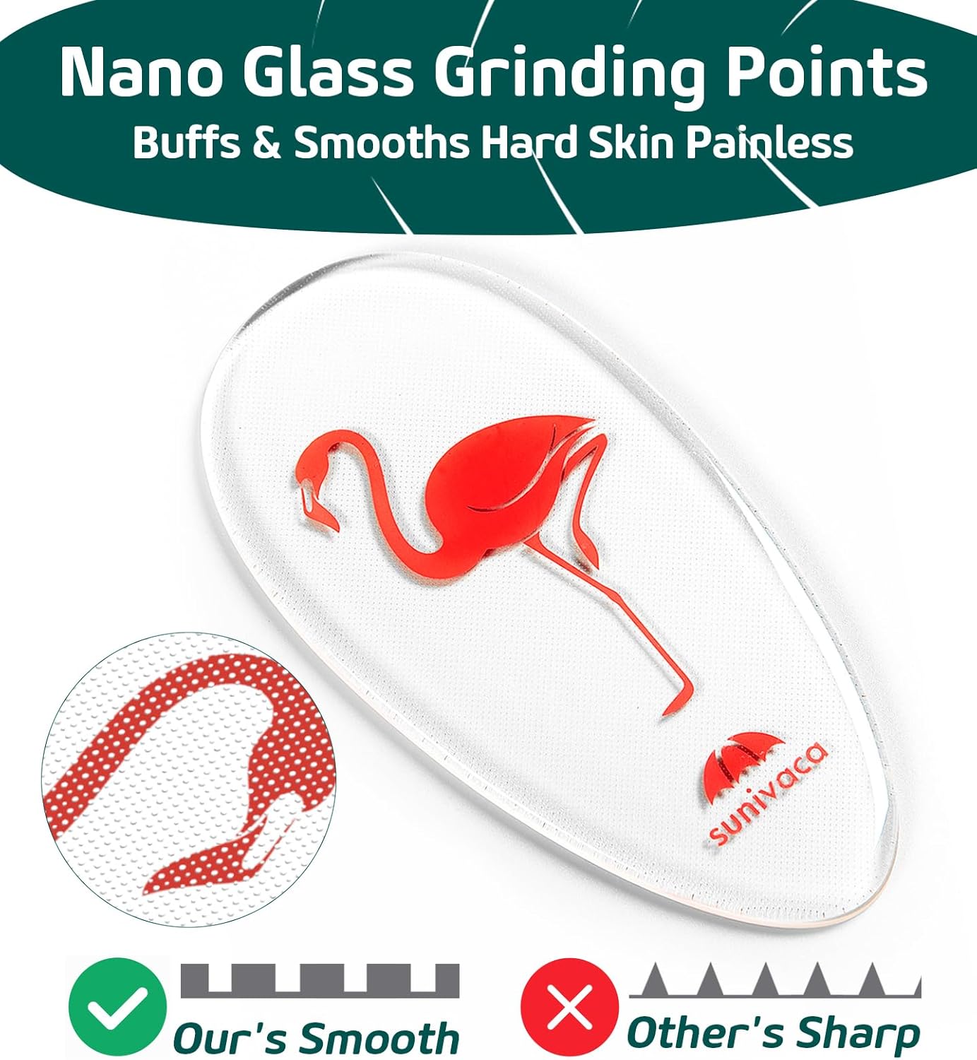 Glass Foot File Callus Remover for Feet, Flamingo Gifts for Women, Feet Scrubber Dead Skin Remover, Professional Pedicure Tools at Home, Heel Scraper for Cracked Heels Heavy Duty