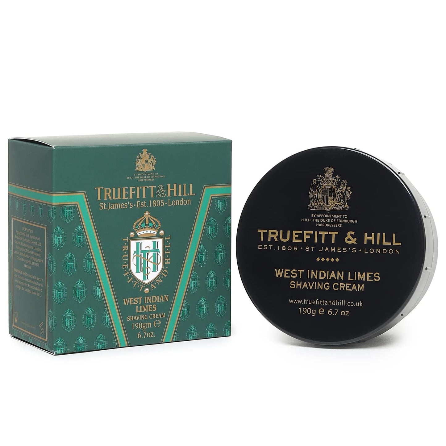Truefitt & Hill Shaving Cream Bowl - West Indian Limes - Premium Glycerin-Based Lather, Smooth Glide, and Hydration for a Luxurious Shave - 6.7 oz