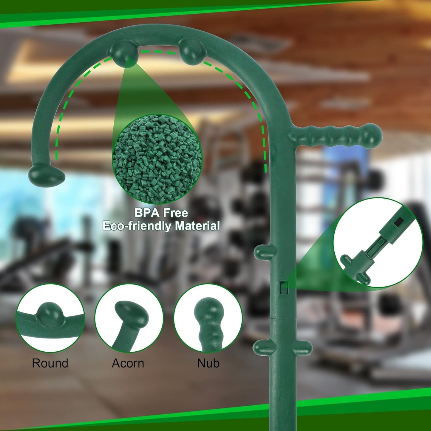 2 Pack Massage Trigger Point Cane, Body Deep Tissue, Handheld Back, Neck, Shoulder, Leg and Feet Massager Rod, Muscle Release Tool Self Massage Hook Cane Gifts for Women & Men, Blue & Green